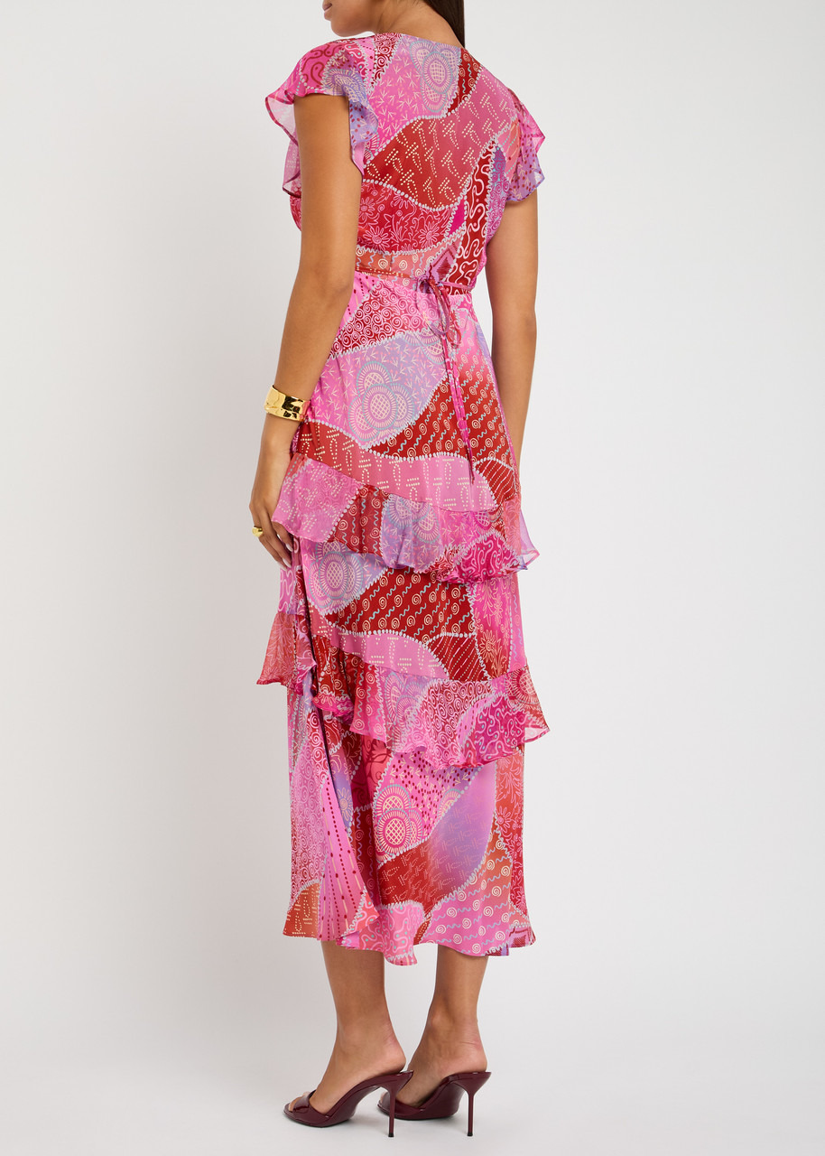 Rixo Meena Patterned Silk-chiffon Midi Dress - 3