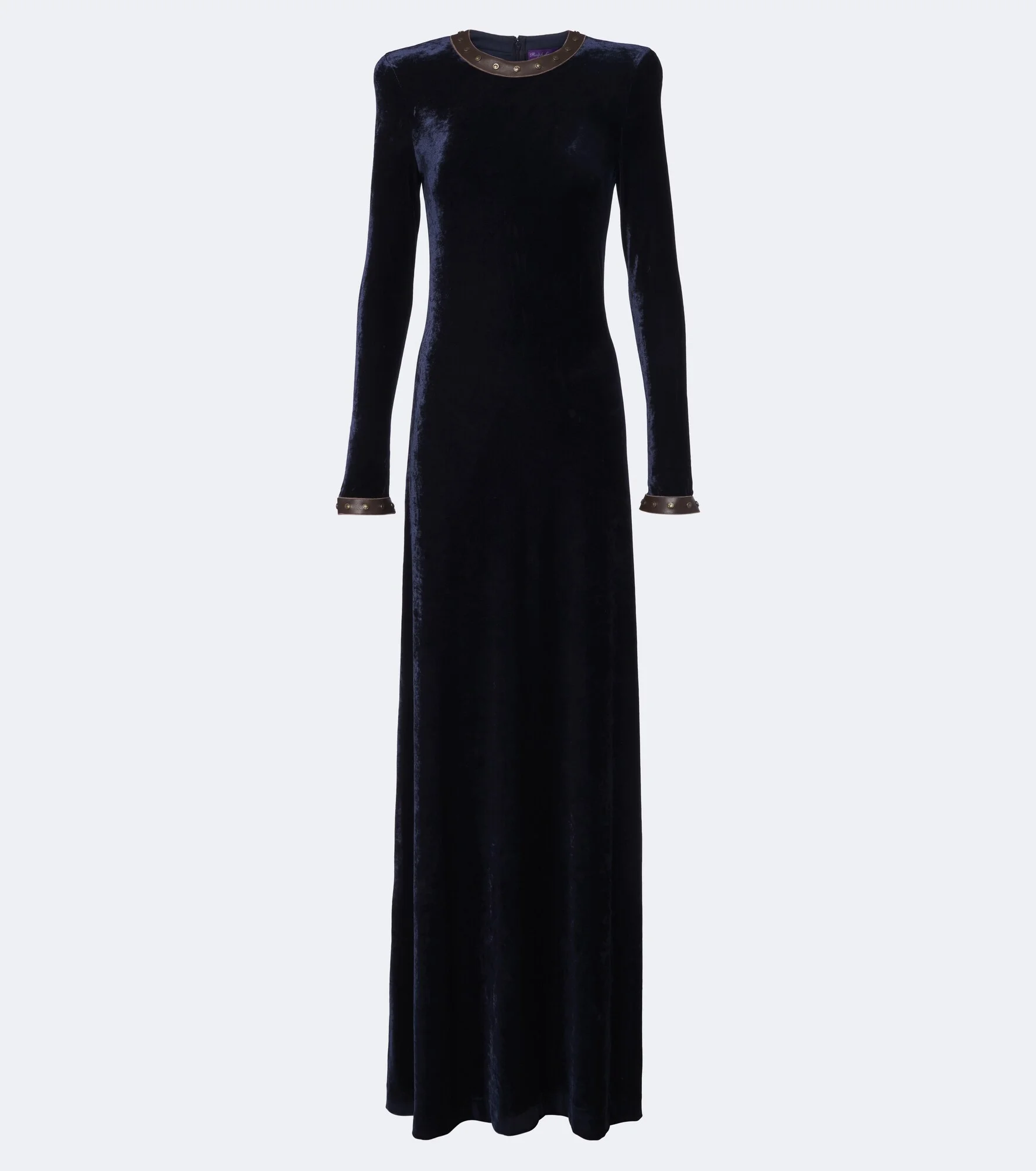 Nancie leather-trimmed velour gown - 1