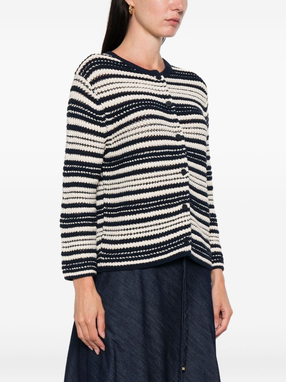 striped buttoned cardigan - 3