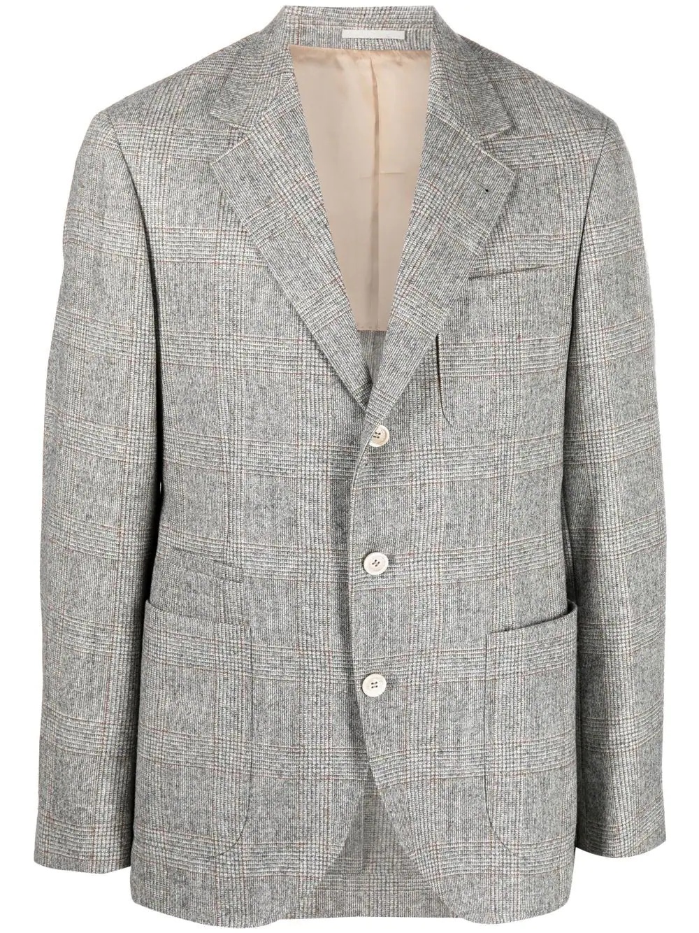 checked single-breasted blazer - 1