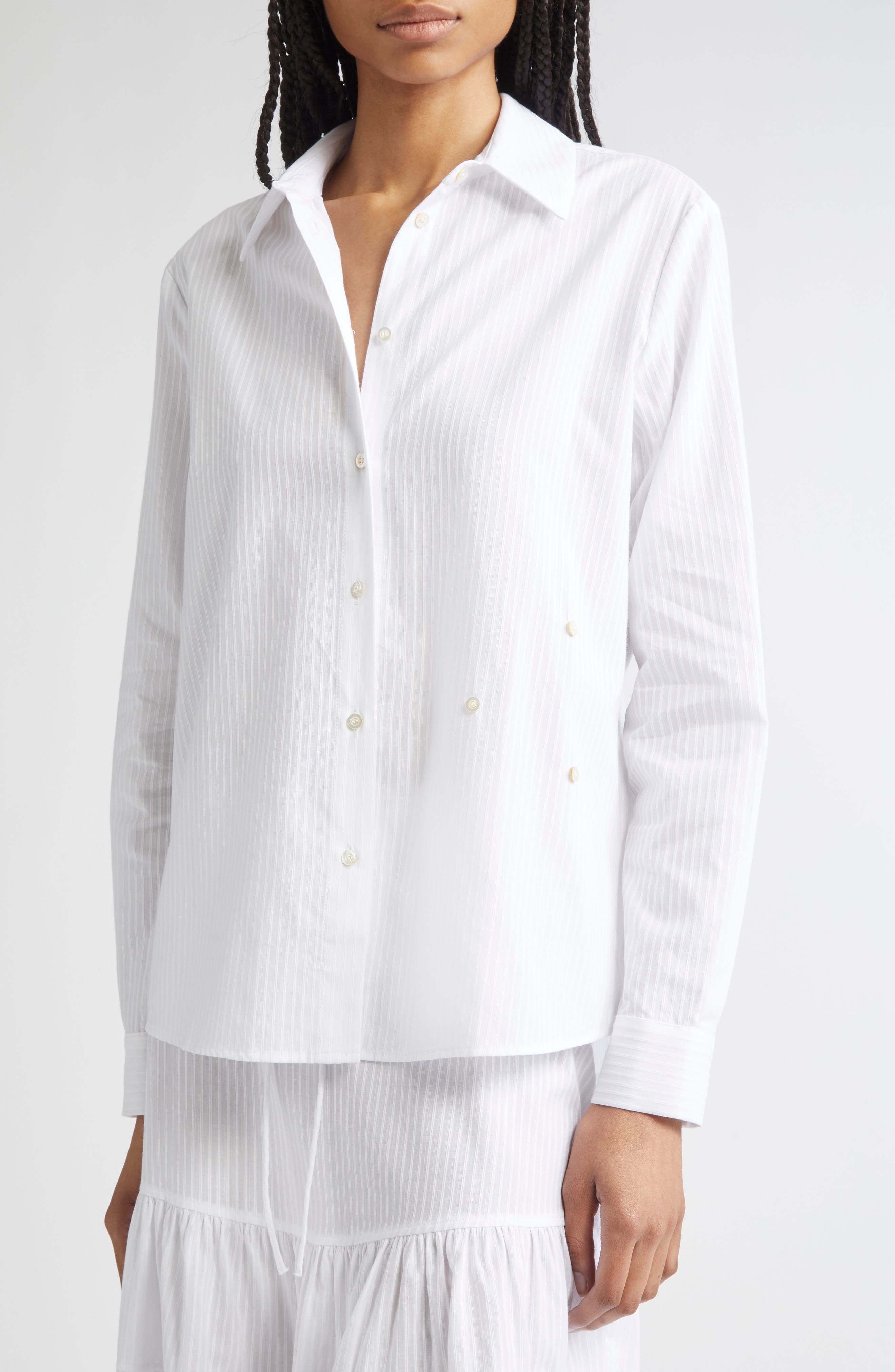 Paloma Wool Donald Stripe Button-Up Shirt in White at Nordstrom - 5