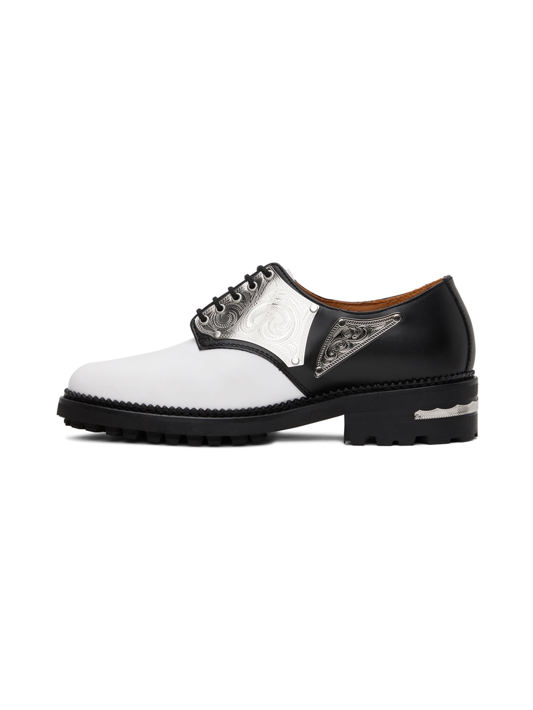 Black & White Metal Plate Oxfords - 3