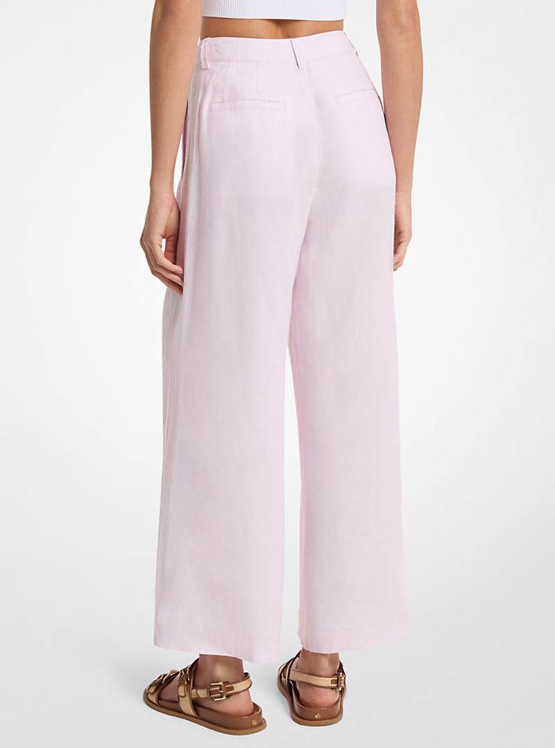 MICHAEL KORS Pleated Linen Wide Leg Pants outlook