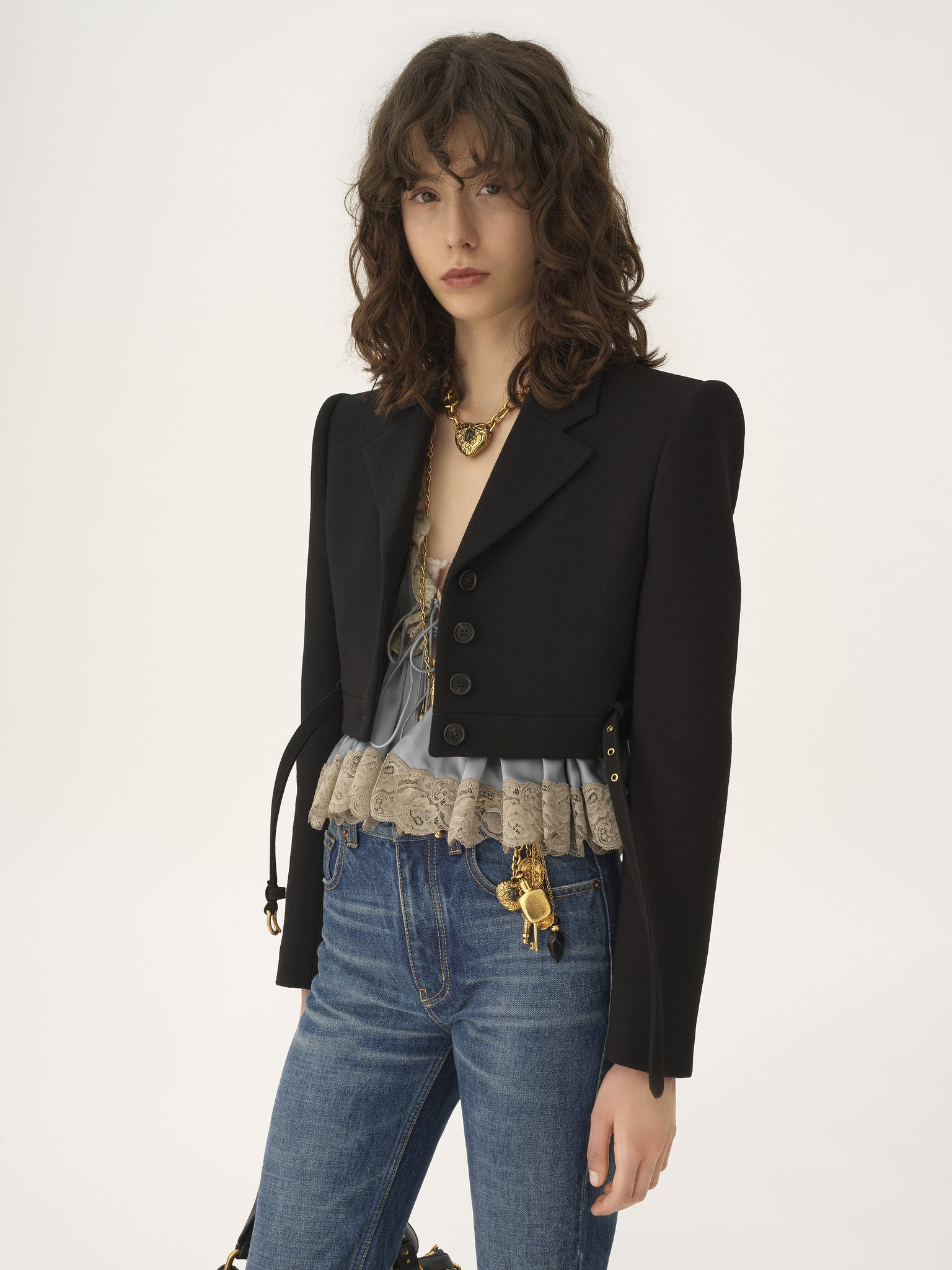 CROPPED SPENCER JACKET IN WOOL CRÊPE - 4
