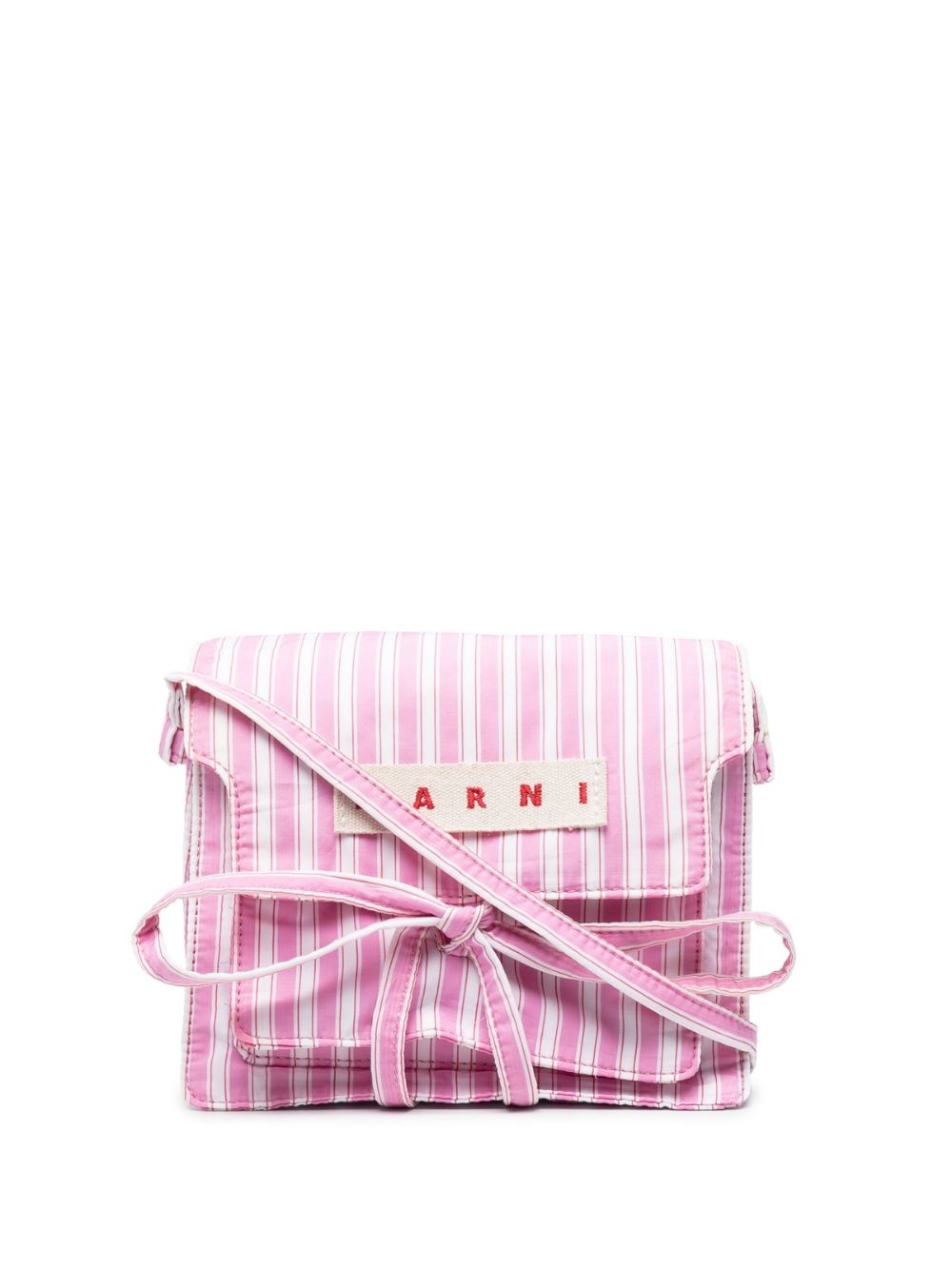 logo-patch stripe-pattern crossbody bag - 1