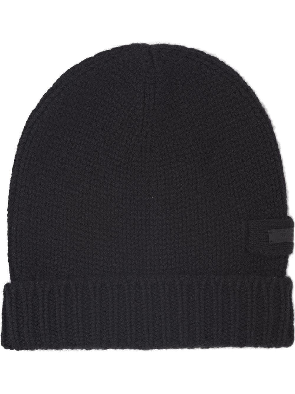 logo patch knitted beanie - 1