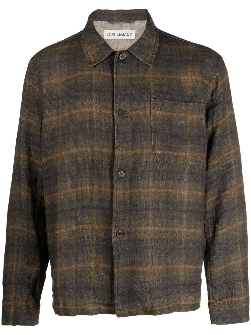 Boxy plaid linen shirt - 1