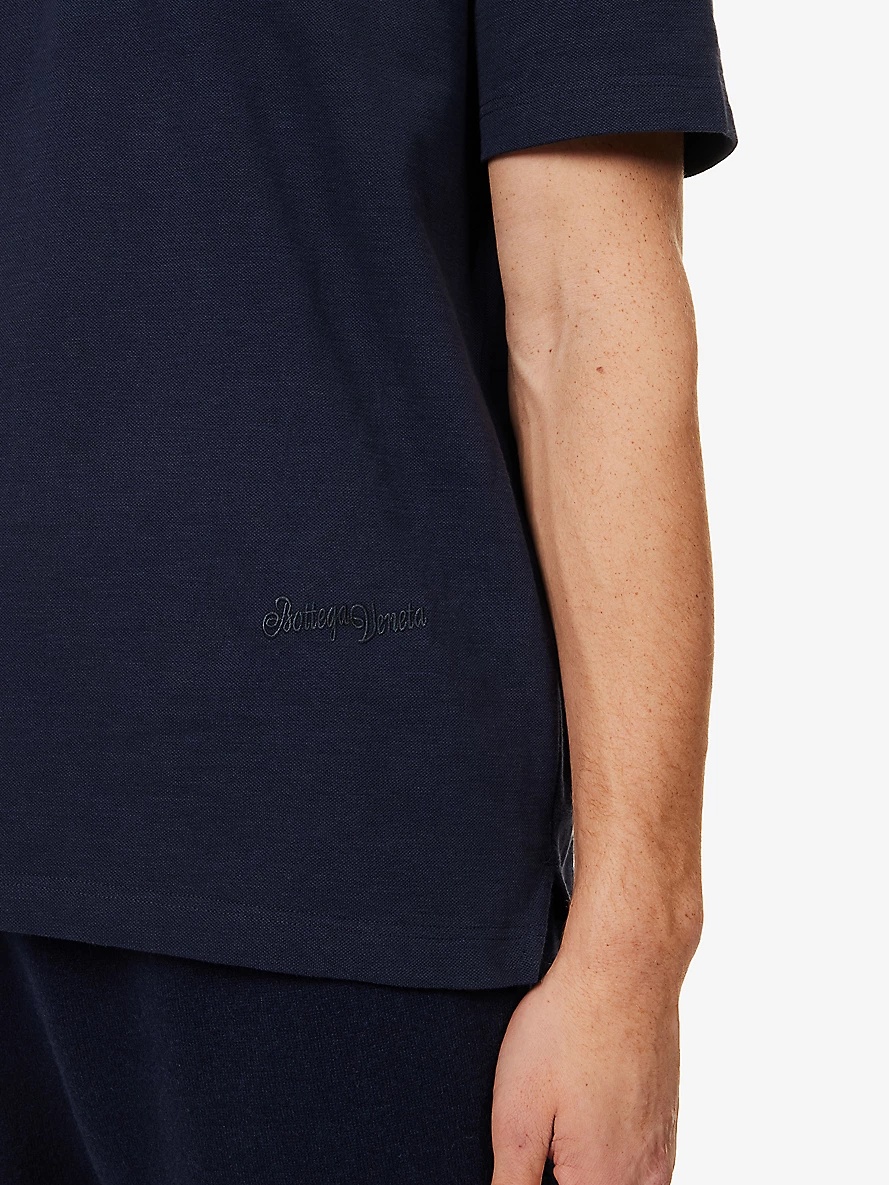 Brand-embroidery short-sleeves relaxed-fit cotton-piqué polo shirt - 5