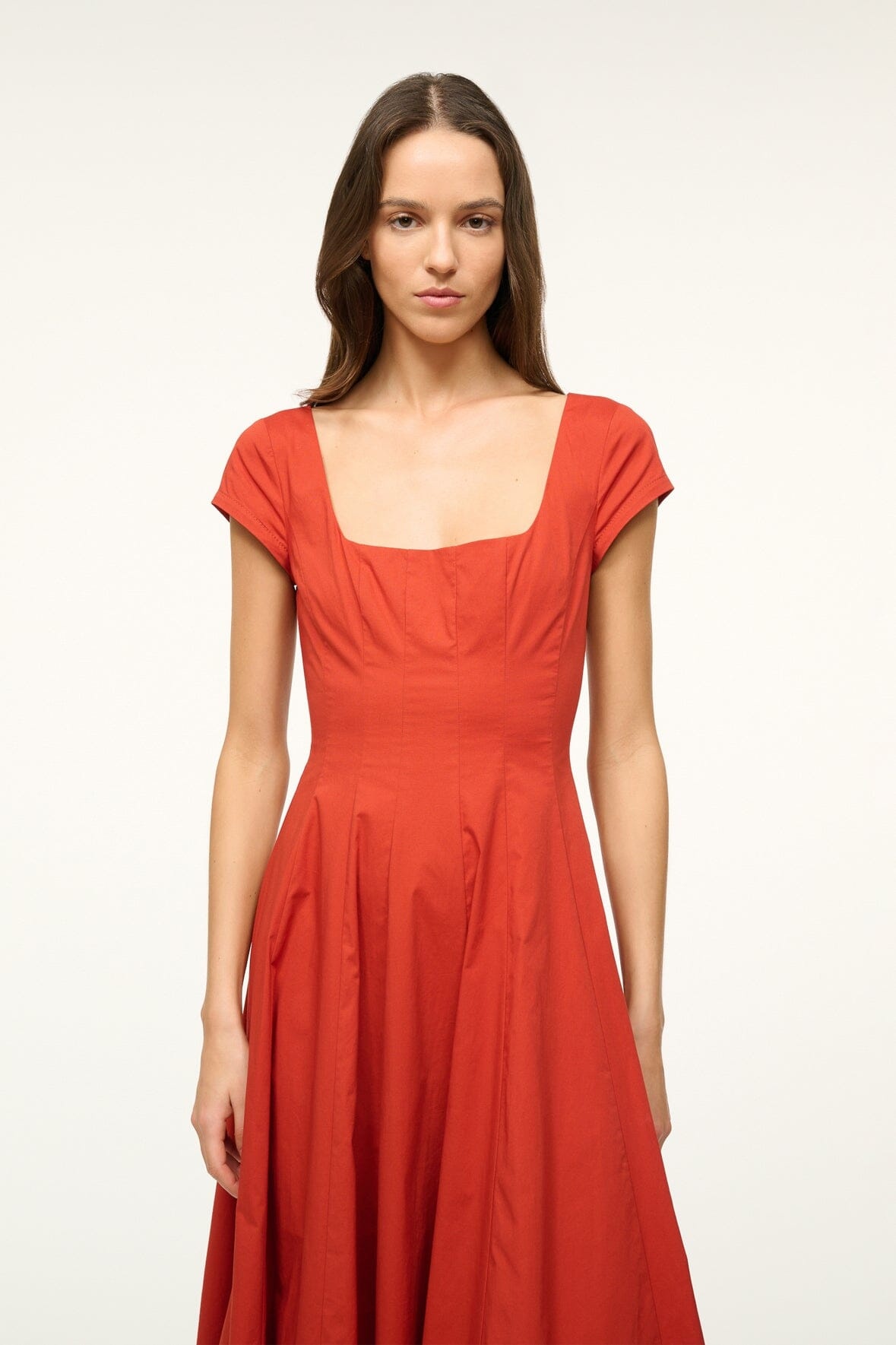 STAUD SHORT SLEEVE WELLS DRESS RUST - 4