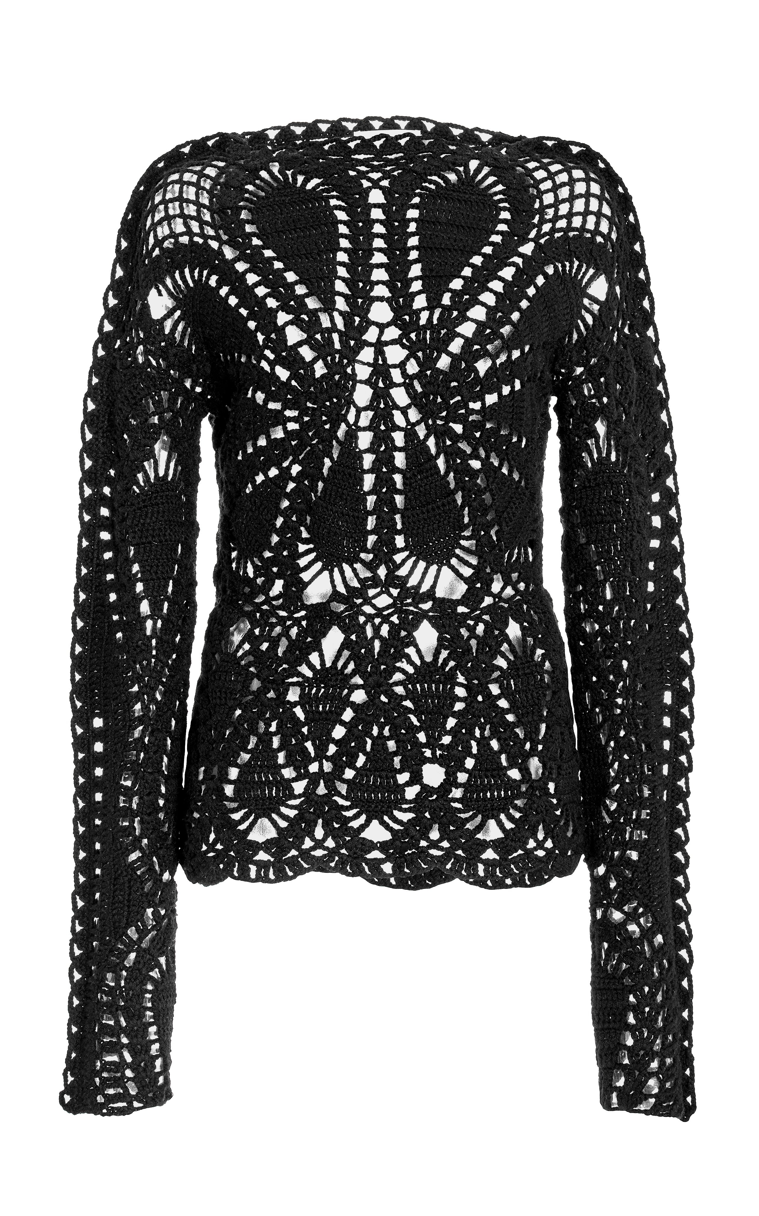 Capps Crochet Top in Black Wool Cashmere - 1