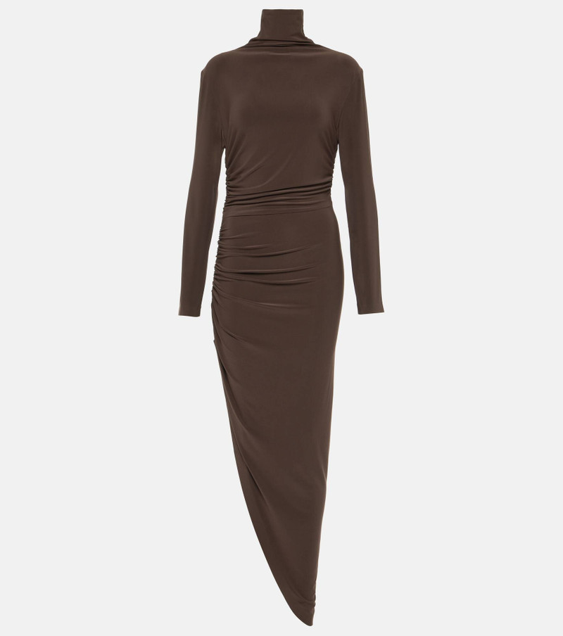 Asymmetric turtleneck midi dress 1