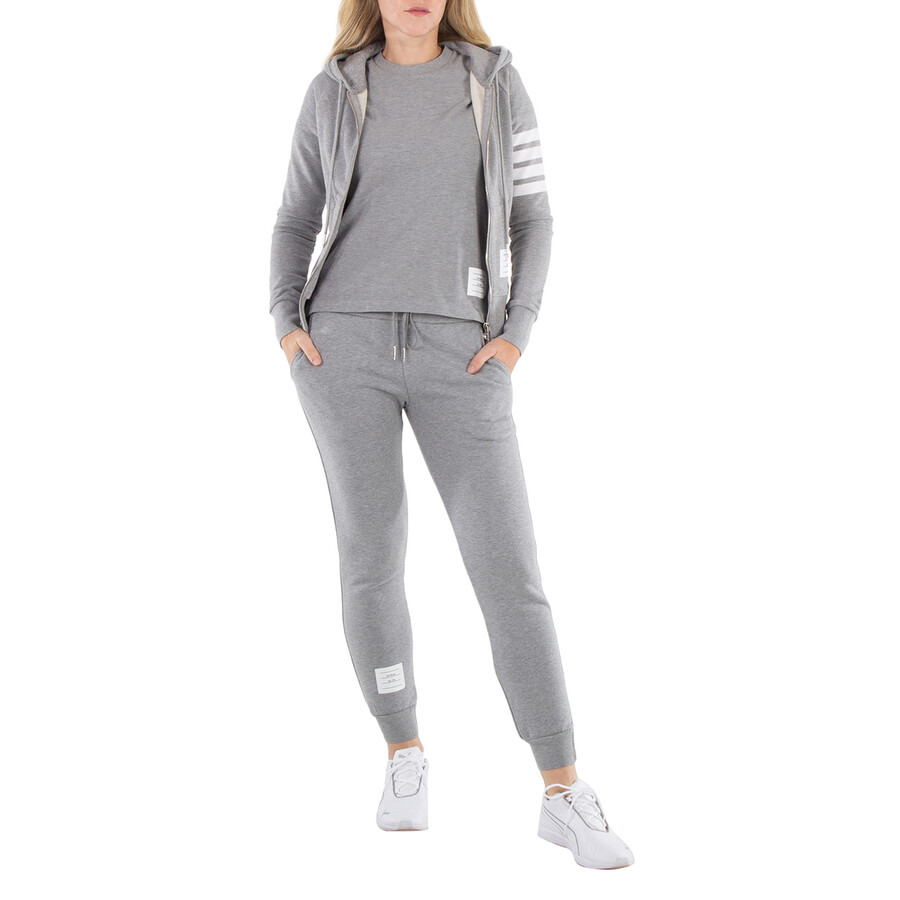 Thom Browne Grey 4-Bar Loopback Full Zip Hoodie - 4