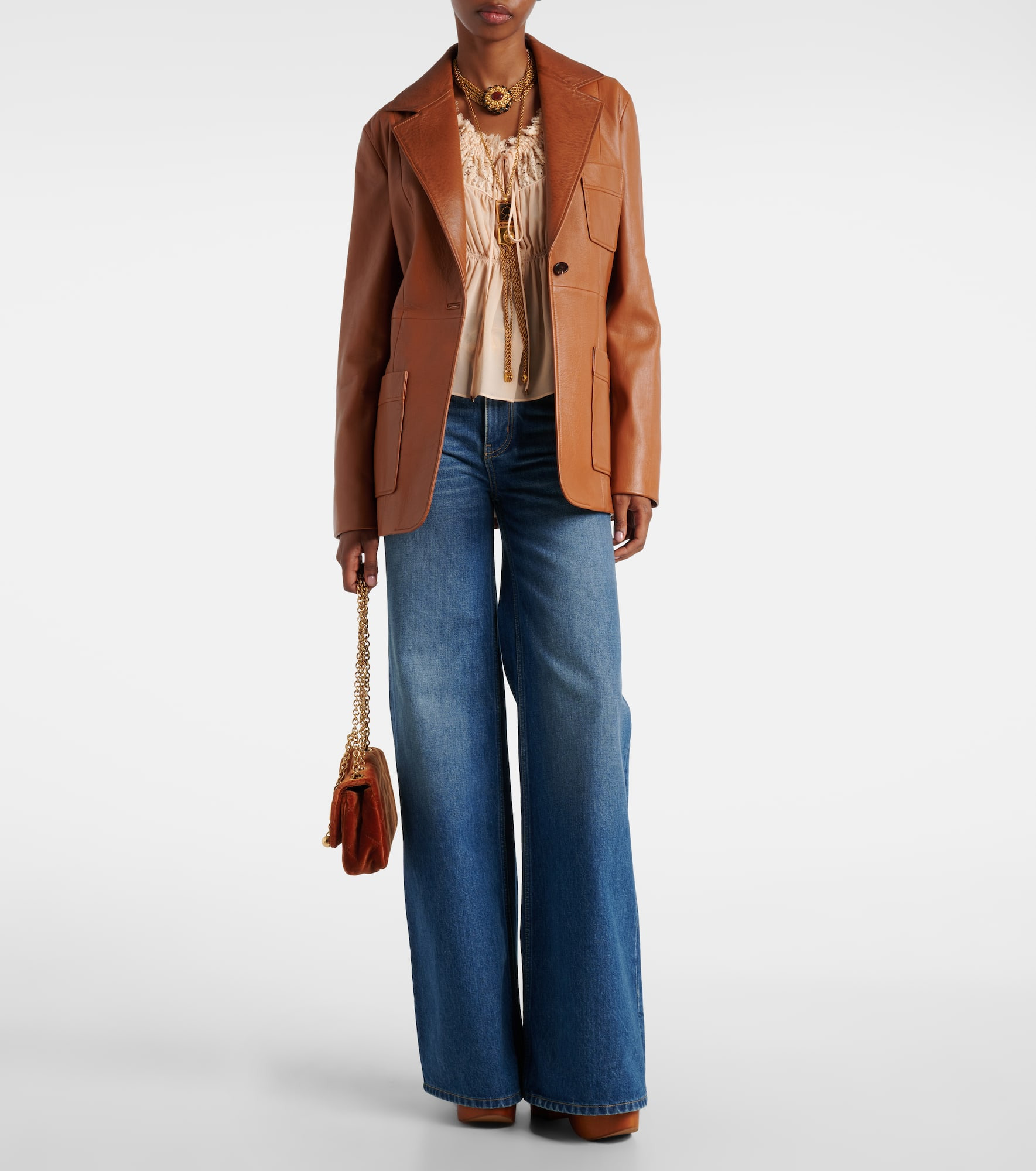 Shirred cropped lace-trimmed silk blouse - 2