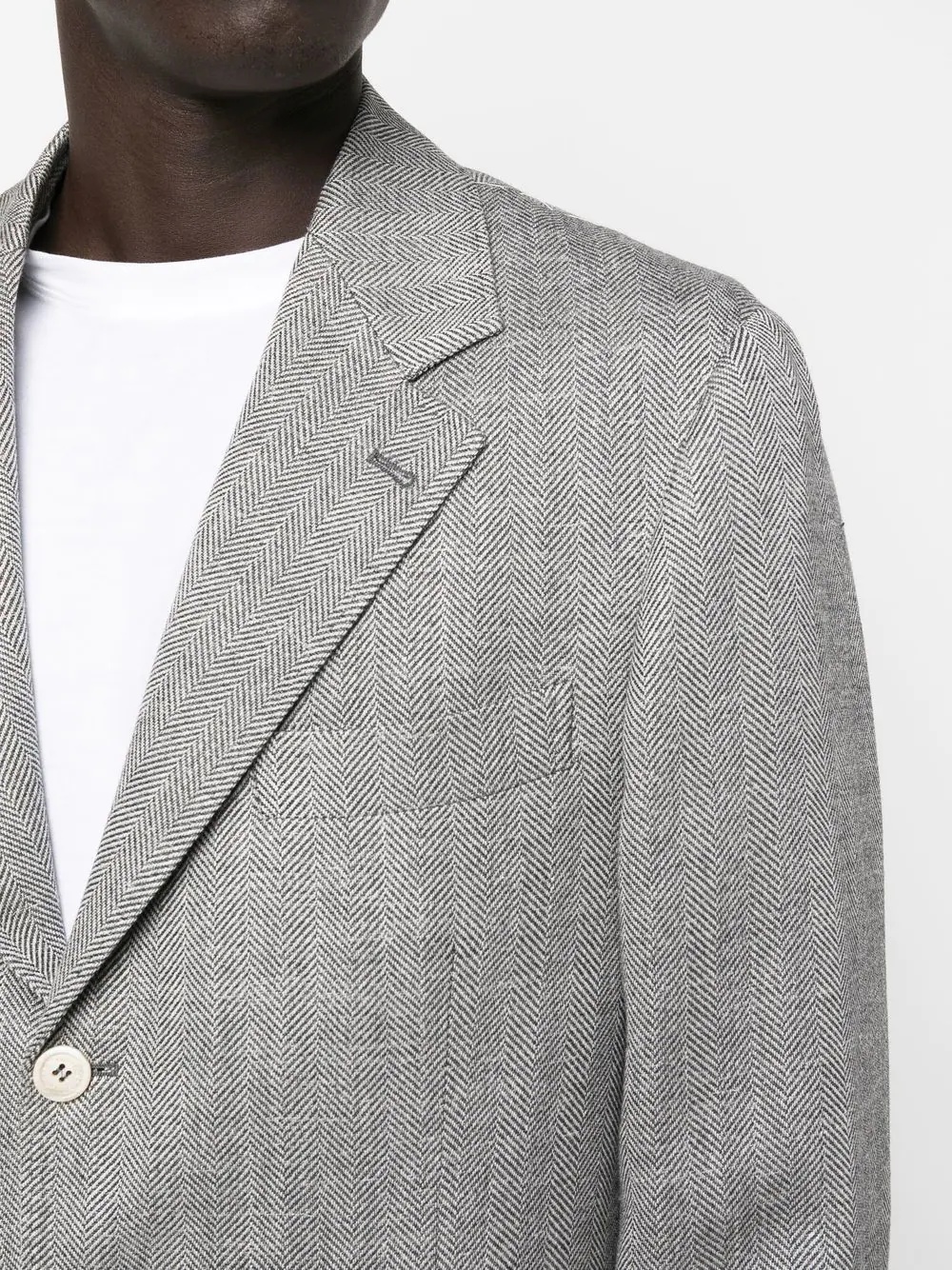 herringbone wool blazer - 5