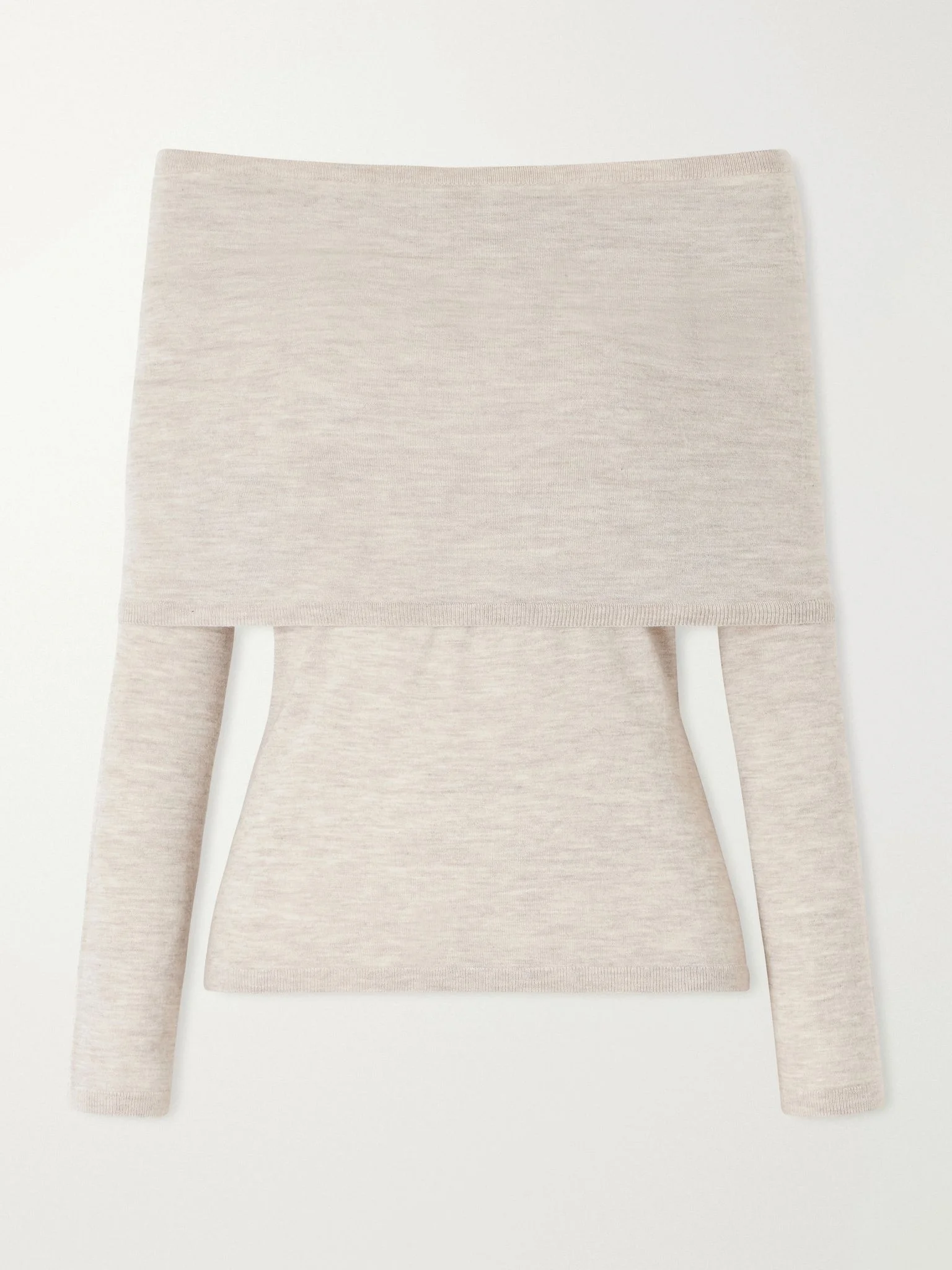 Faretra off-the-shoulder gathered cashmere top Beige - 1