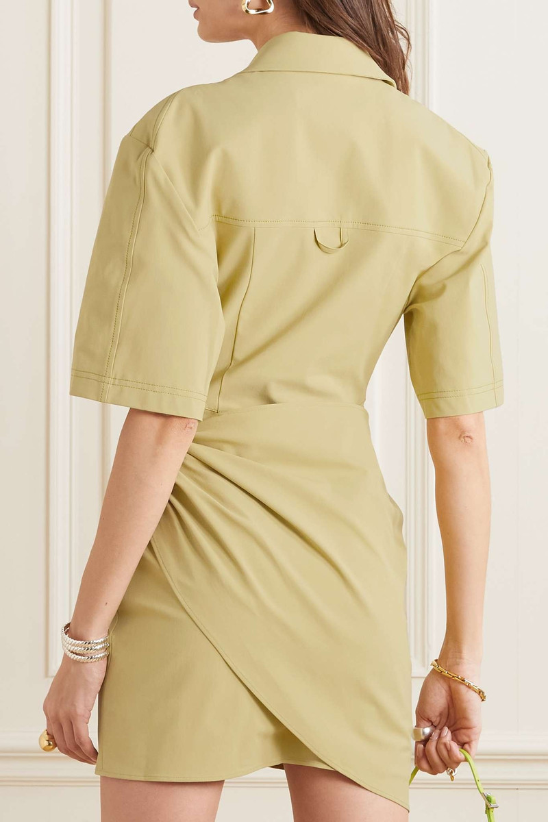 Cutout draped stretch-twill mini shirt dress 3