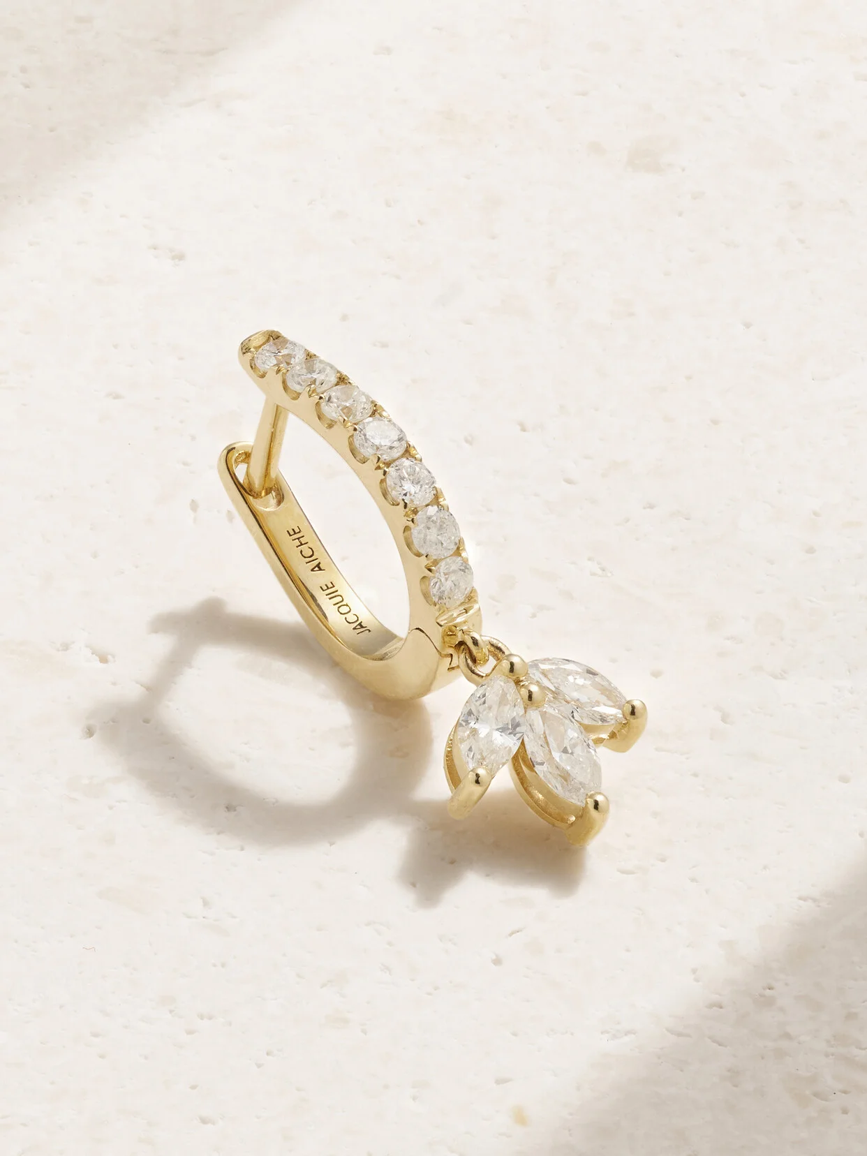 14-karat Gold Diamond Single Hoop Earring - 1