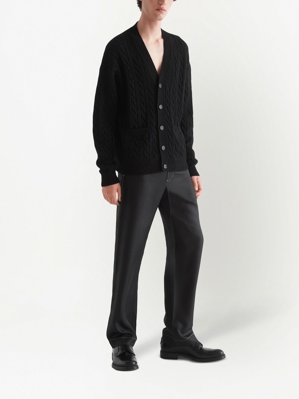 cable-knit metallic threading cardigan - 2
