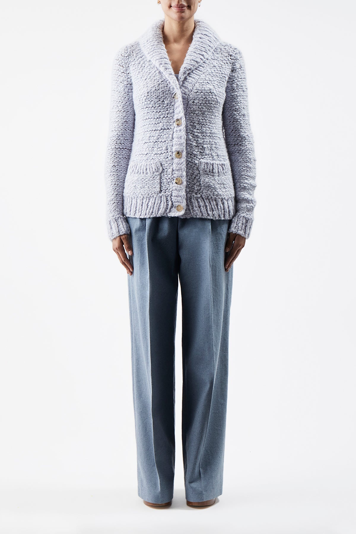 Moses Knit Cardigan in Halogen Blue Welfat Cashmere - 2