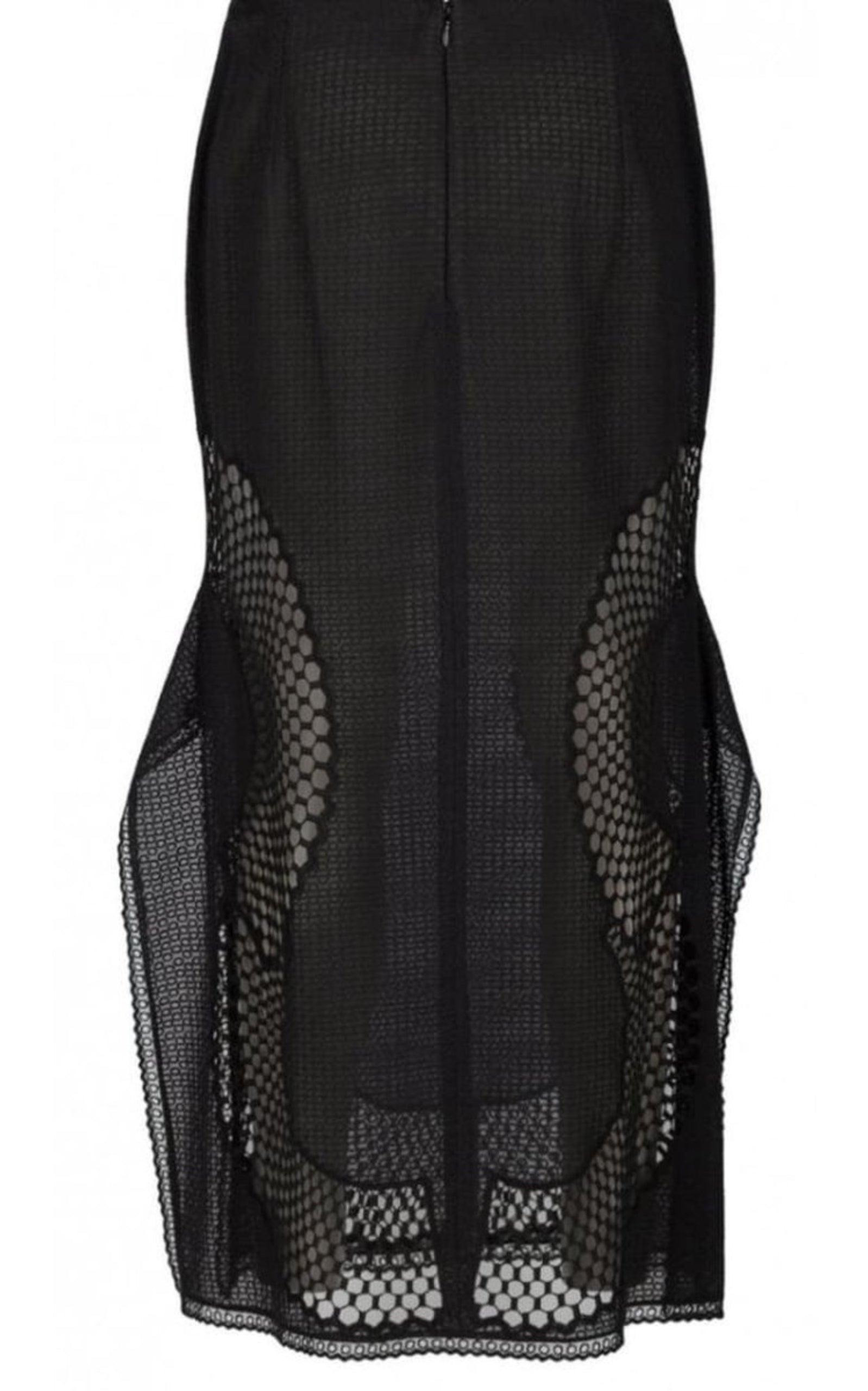 Perforated A-Line Black Skirt - 5