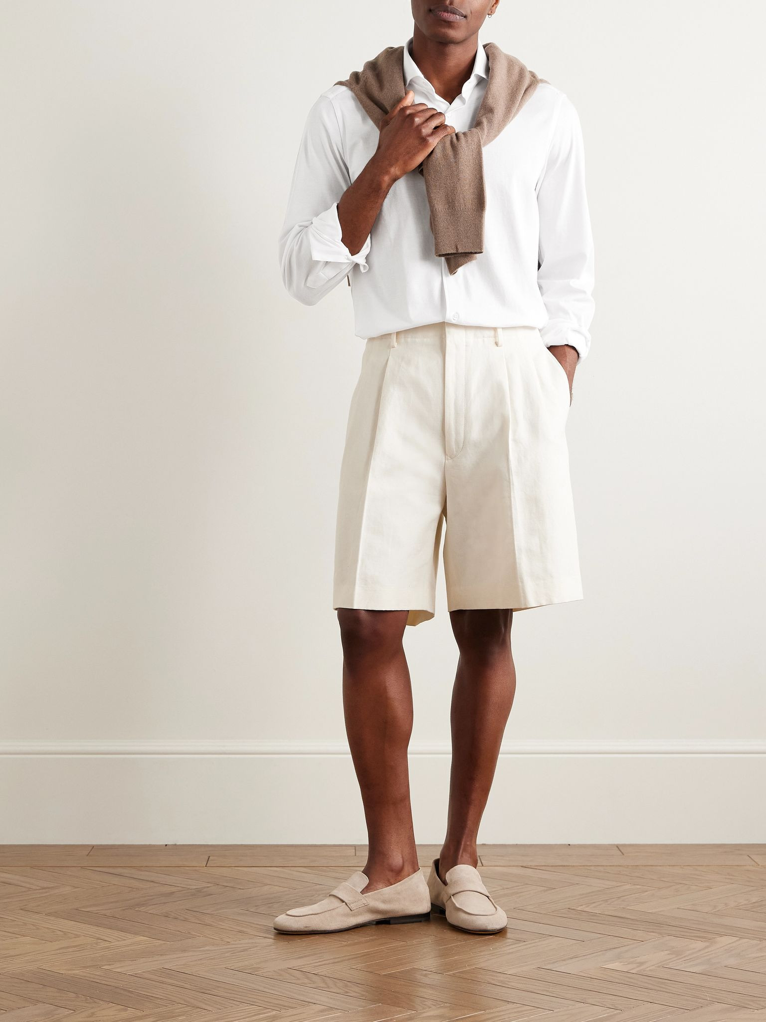 Andrew Cutaway-Collar Cotton-Jersey Shirt White - 2