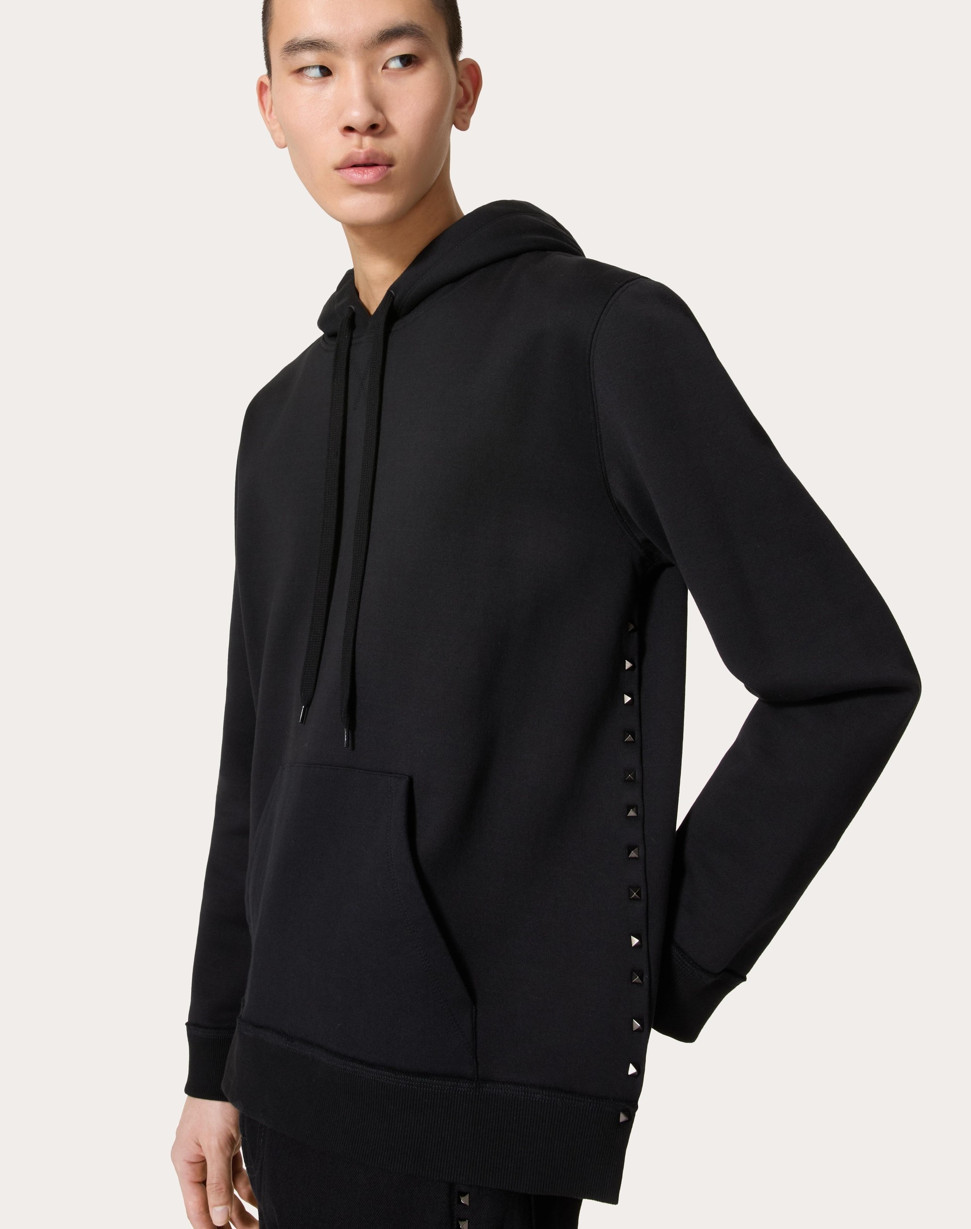 COTTON HOODED SWEATSHIRT WITH BLACK UNTITLED STUDS - 5
