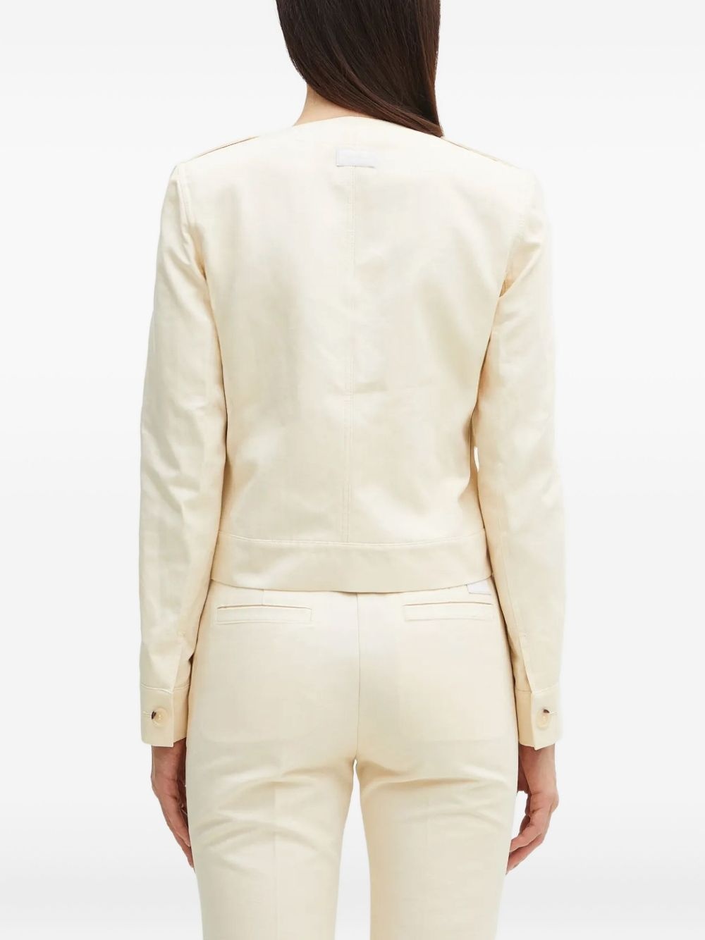 cotton collarless jacket - 3