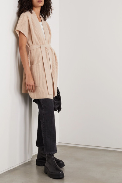 Max Mara Belted ribbed wool and cashmere-blend cardigan  outlook