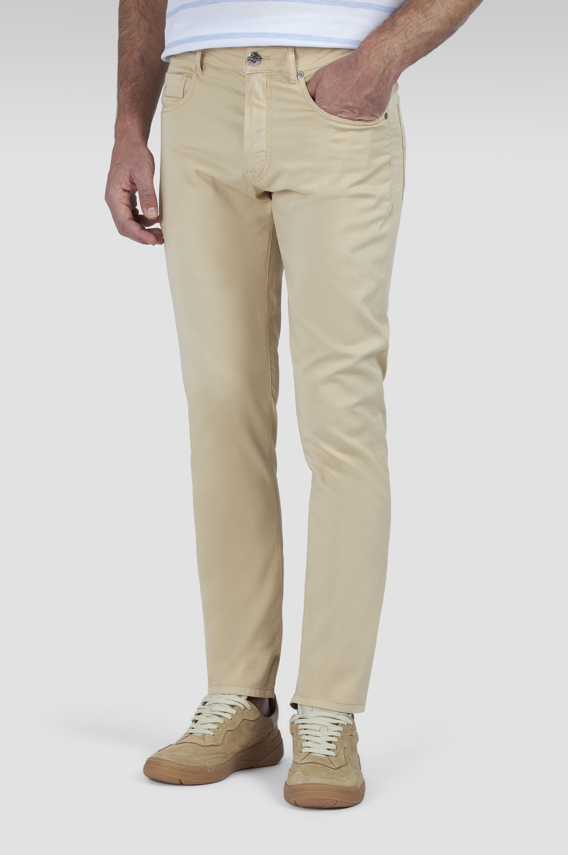 CHINO SILK STRETCH COTTON AND SILK PANTS - 6