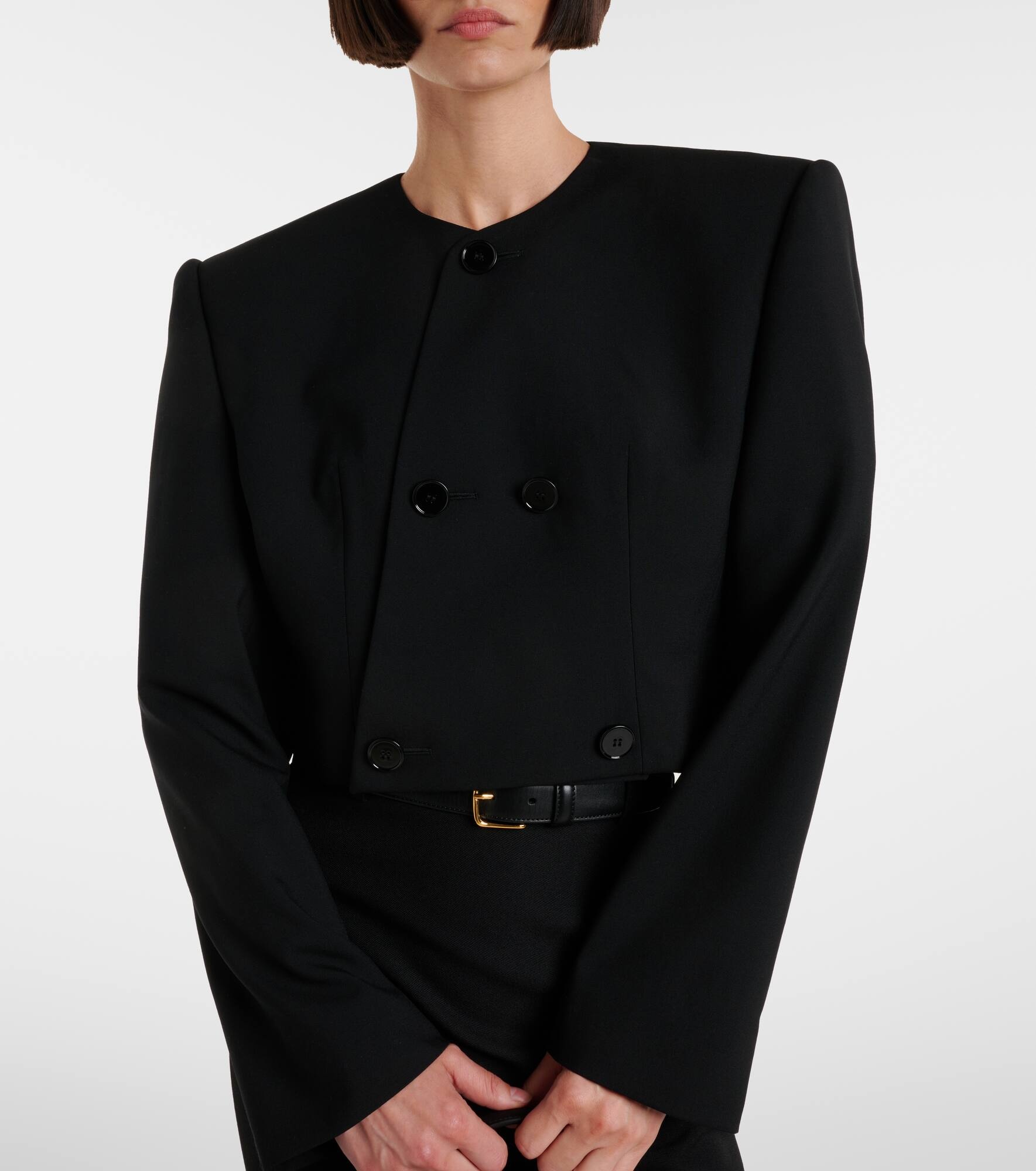 Cropped wool twill jacket - 6