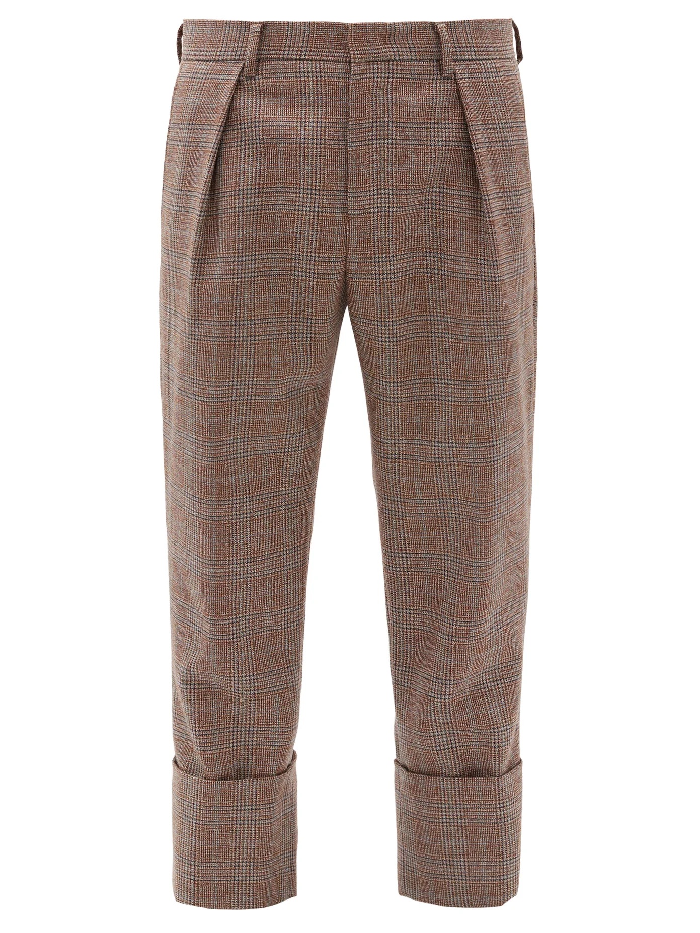 Cropped houndstooth-wool tailored trousers - 1