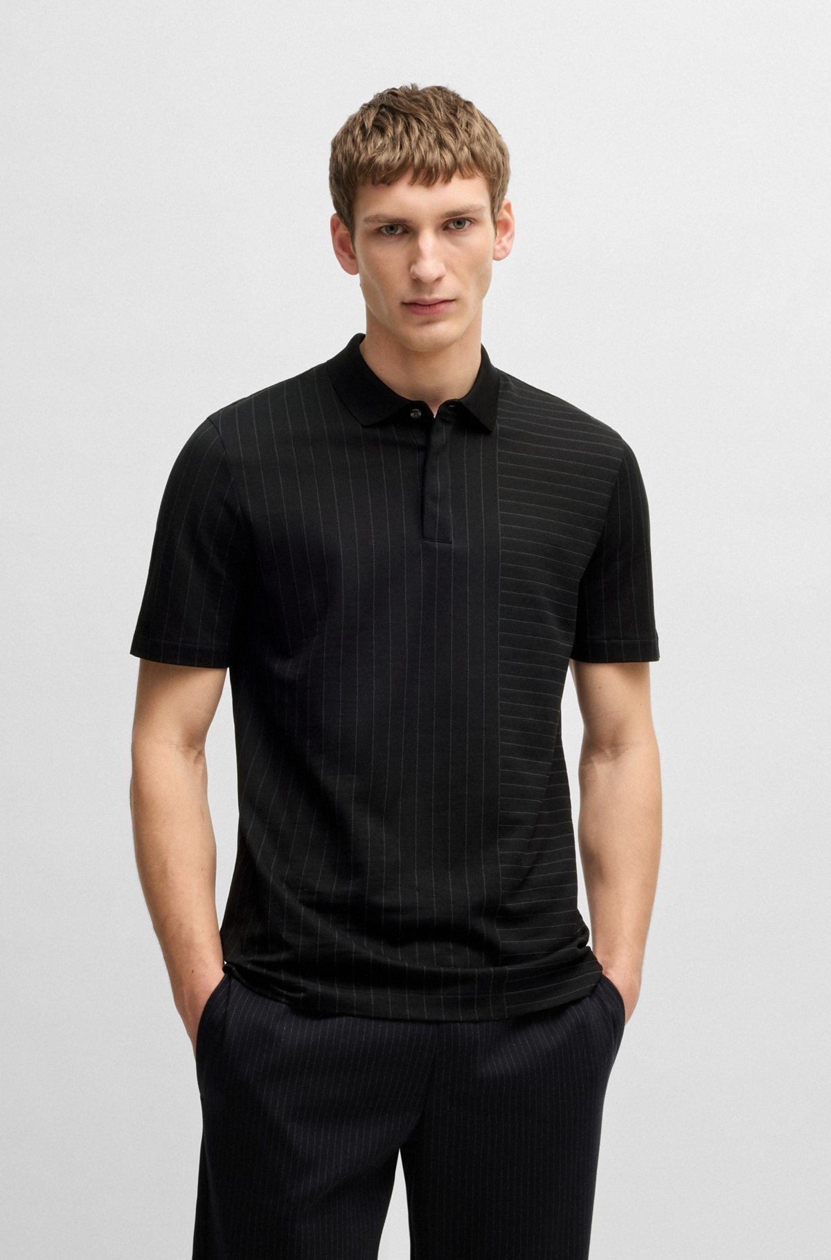 MERCERIZED-COTTON POLO SHIRT WITH MIXED STRIPES - 2