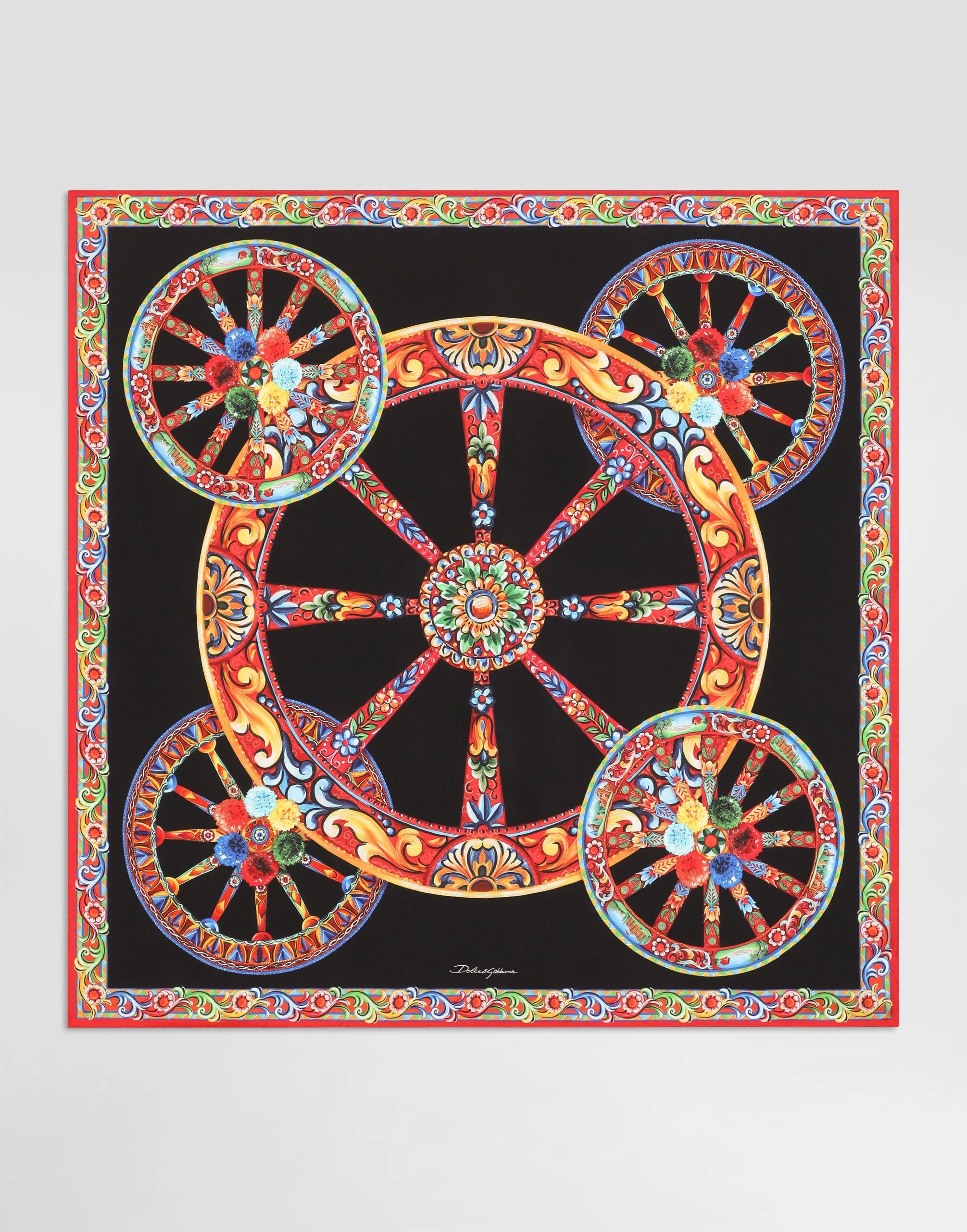 90x90 carretto-print silk twill scarf - 1