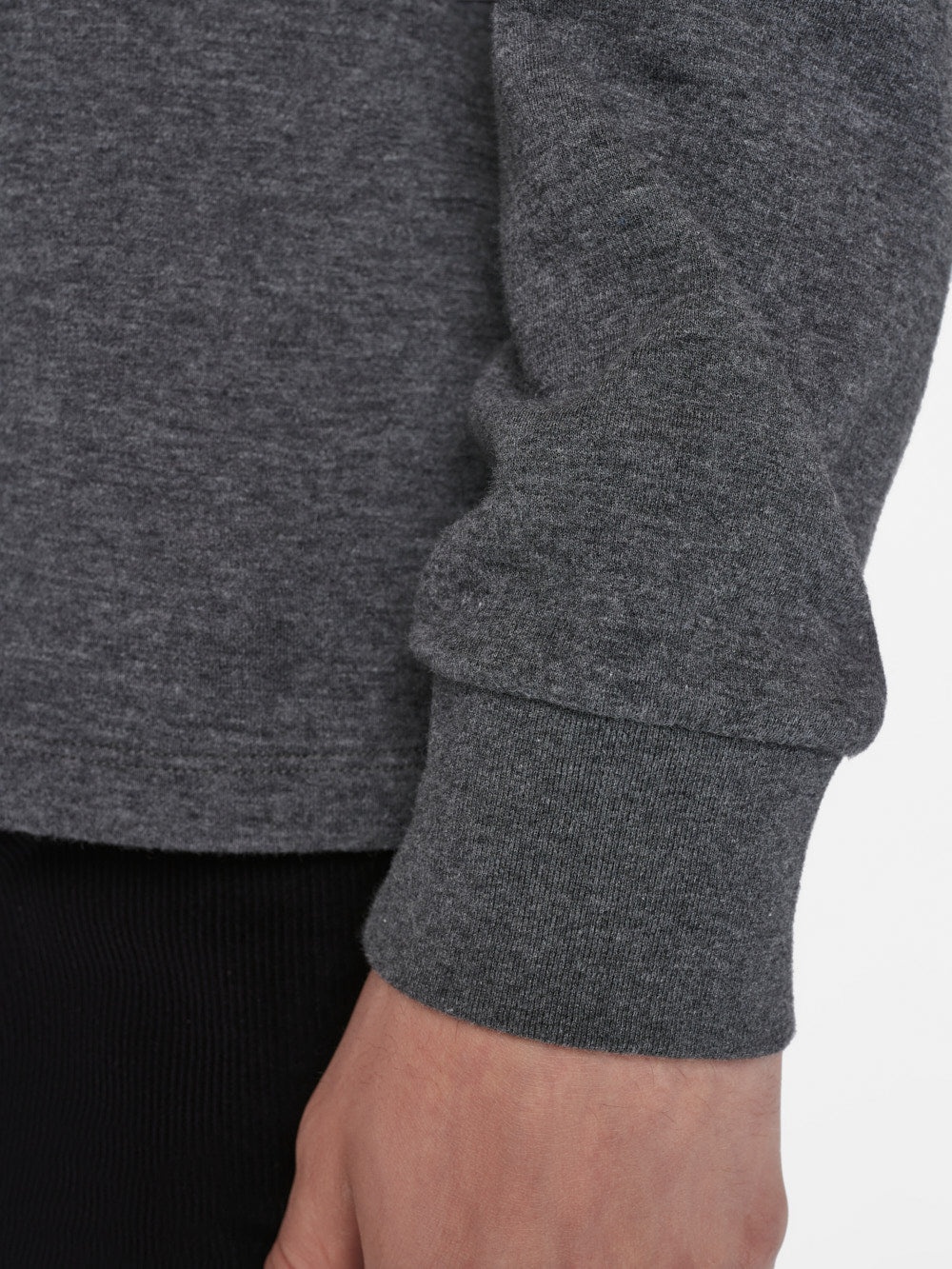 Duo Fold Long Sleeve Crew in Heather Charcoal Grey - 8