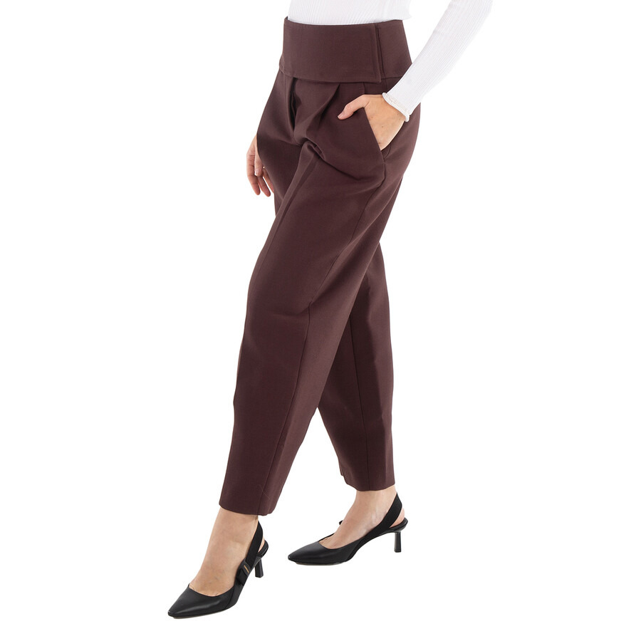 Jil Sander Ladies Plum Cropped Tapered Trousers, Brand Size 34 (US Size 2) - 4