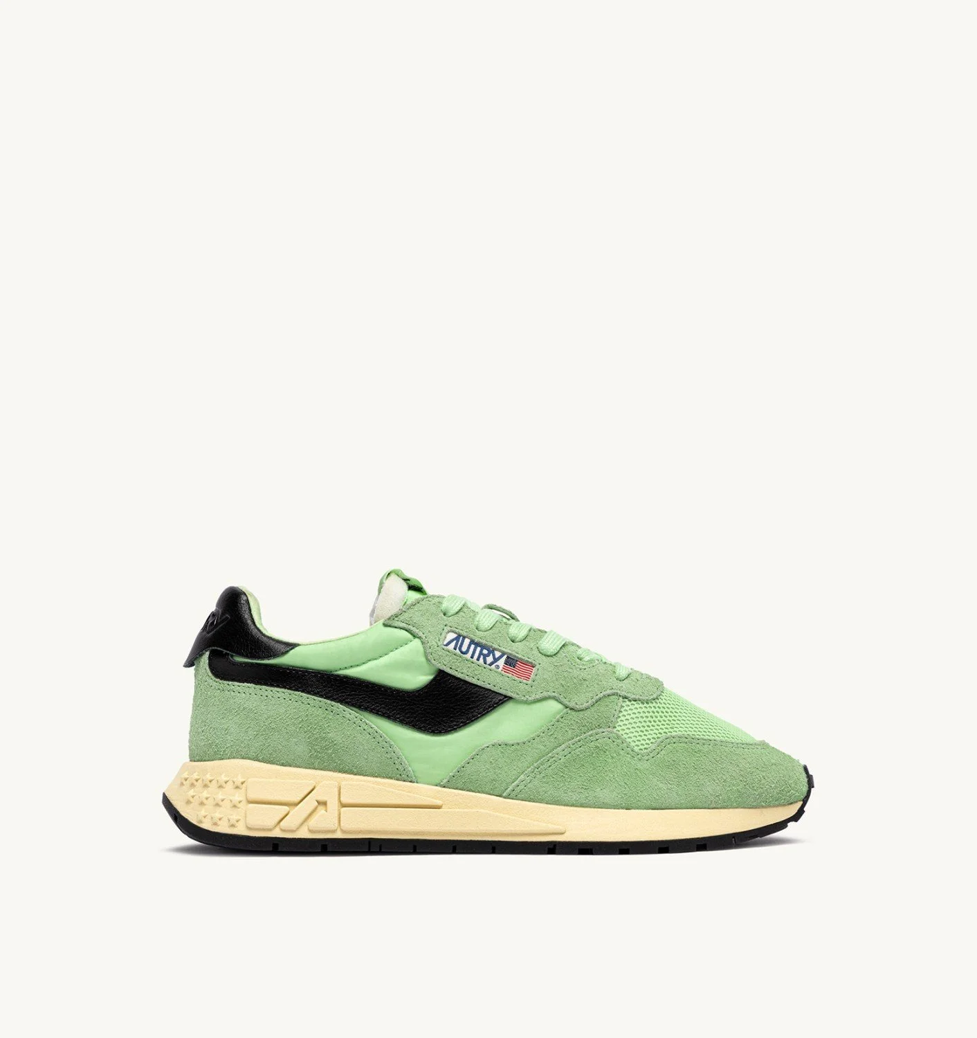 REELWIND LOW SNEAKERS IN PISTACHIO AND BLACK NYLON AND SUEDE - 1