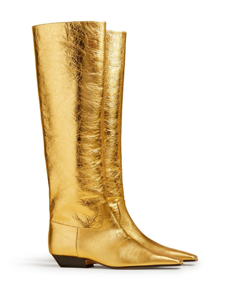 KHAITE The Marfa metallic leather boots outlook