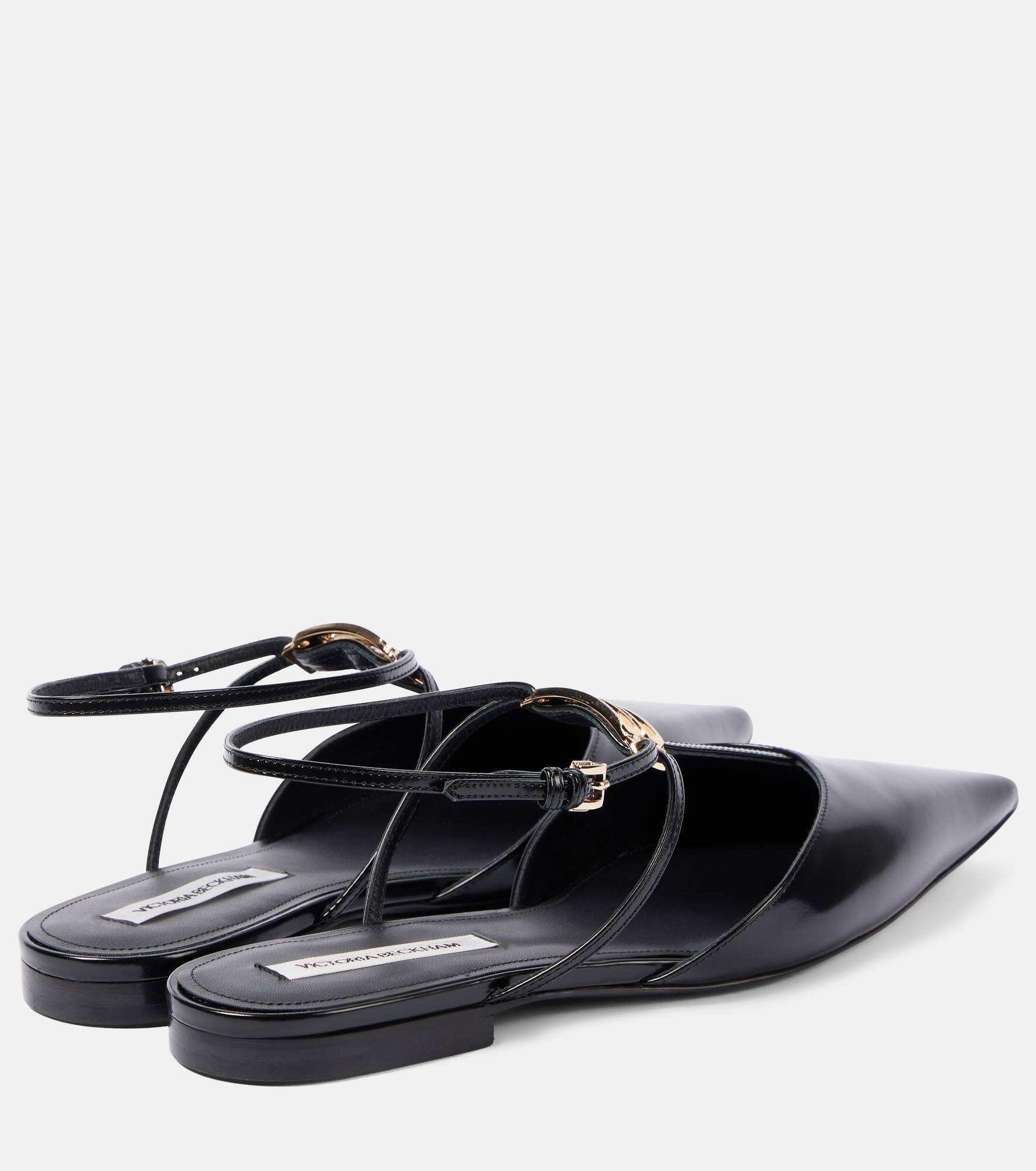 B Buckle leather slingback flats - 3