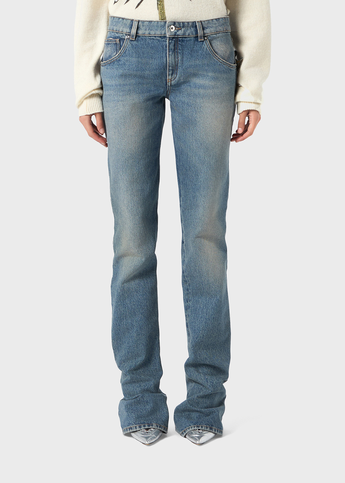 STRAIGHT LEG JEANS WITH LOGO EMBROIDERY - 3