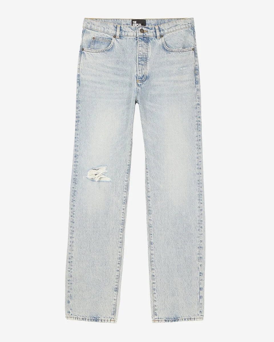 LIGHT BLUE WASHED STRAIGHT JEANS - 1