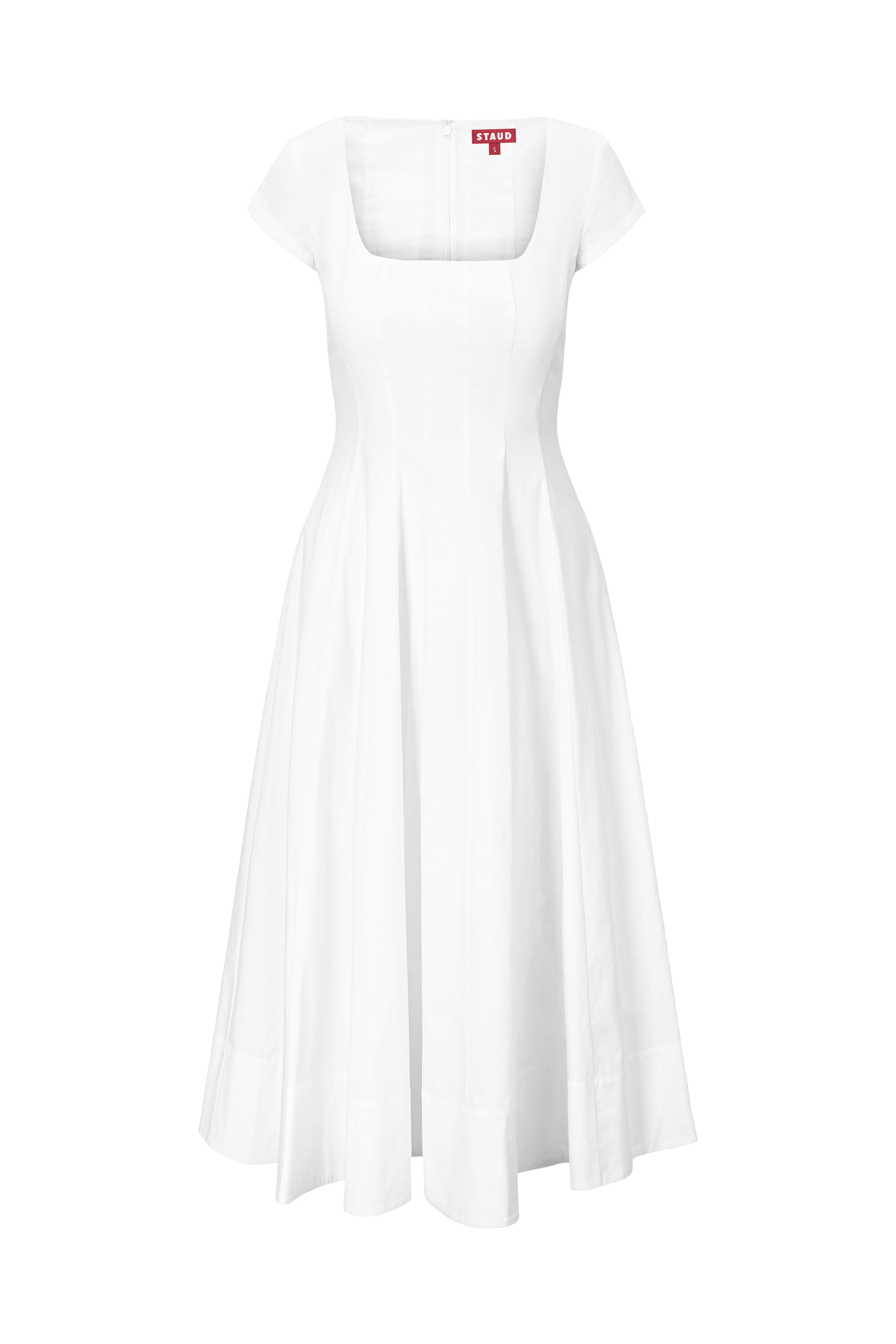 STAUD SHORT SLEEVE WELLS DRESS WHITE - 1