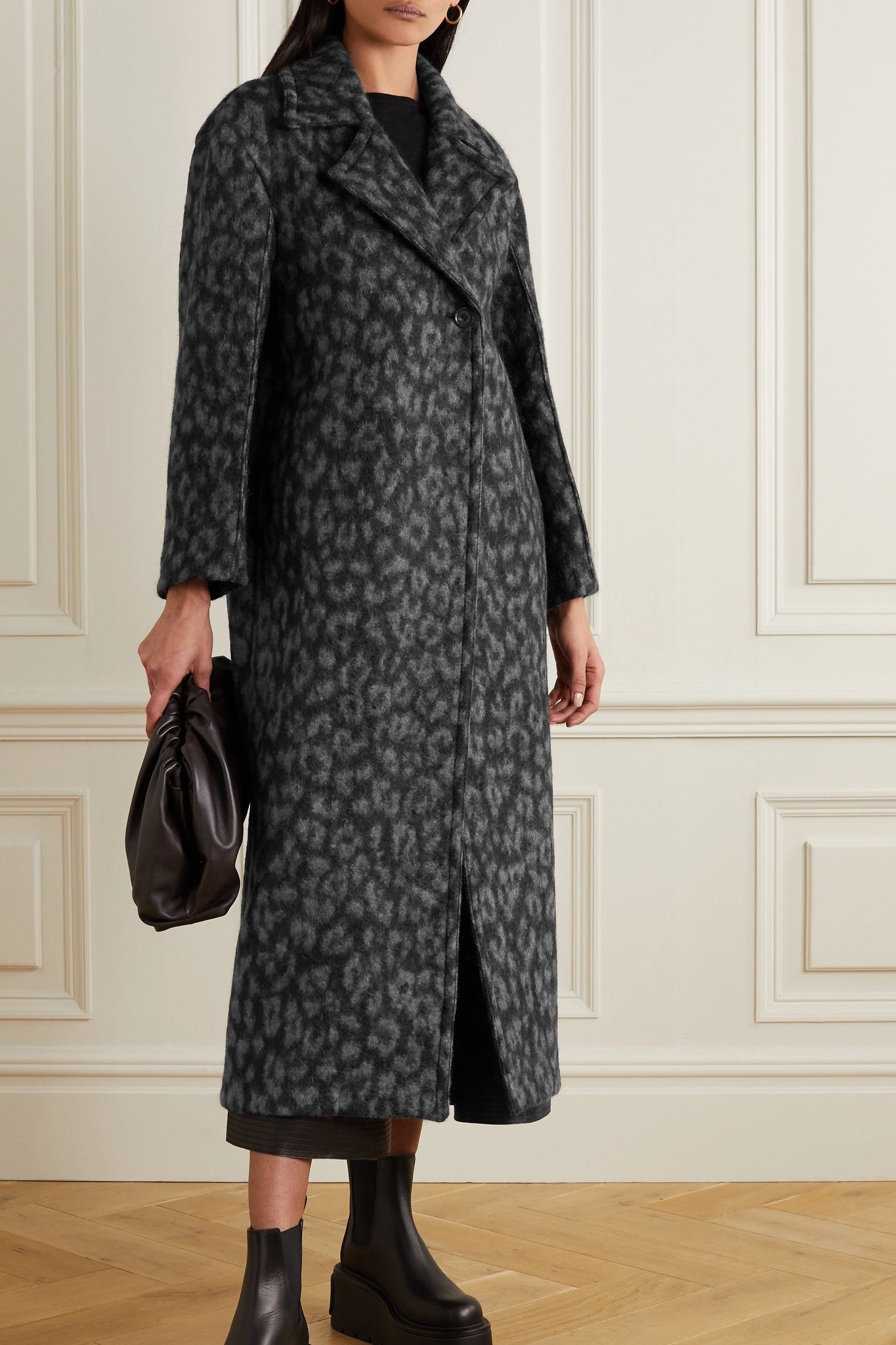 Leopard-print woven coat - 3