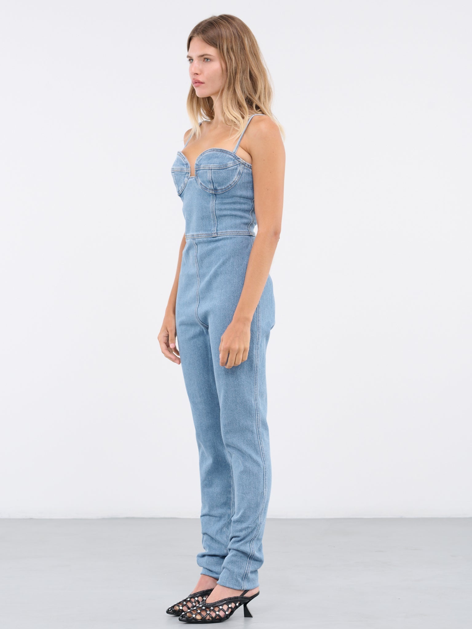Denim Bustier Jumpsuit - 2