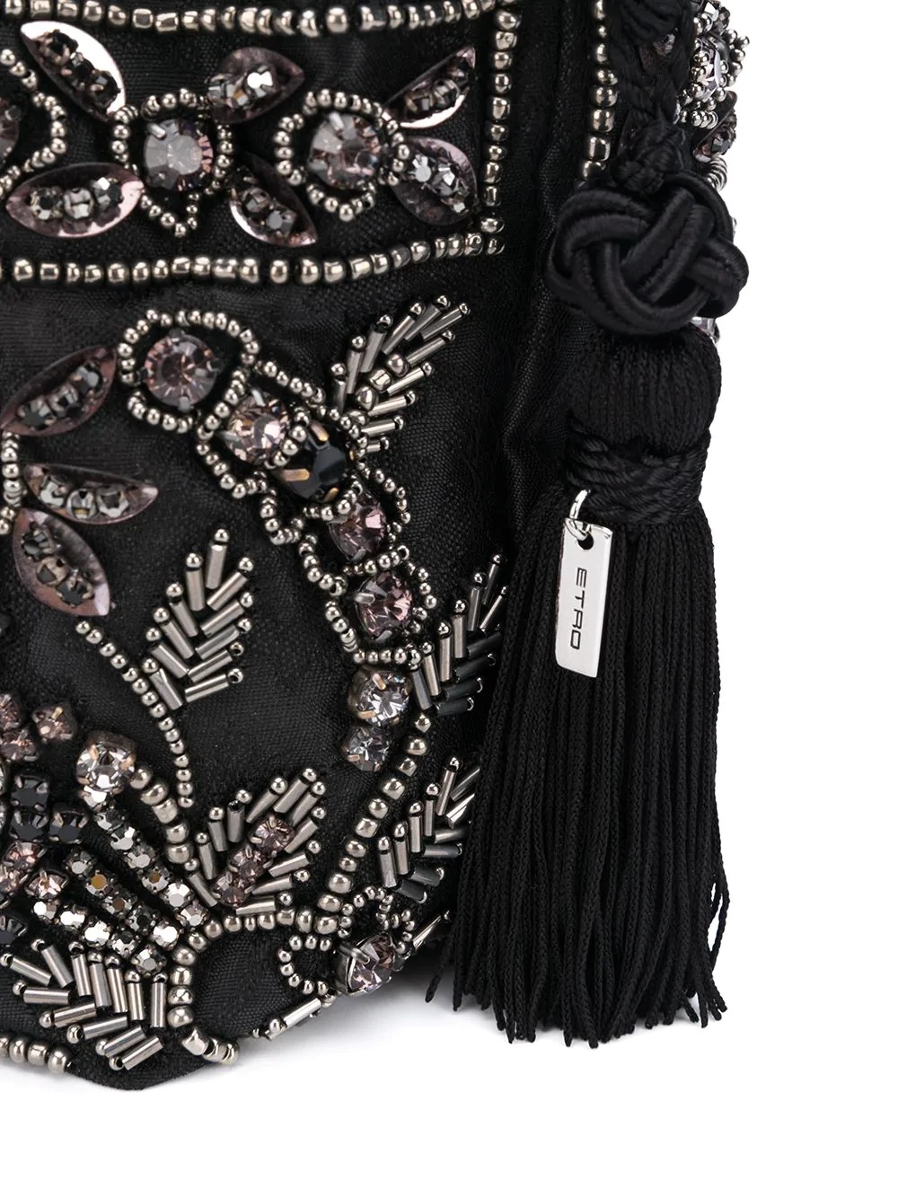 bead embellished tassel detail bucket bag - 4