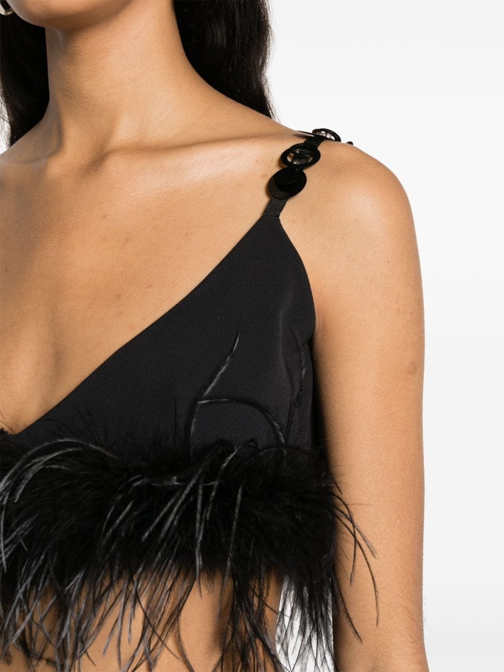 feather-detailed cropped top - 5