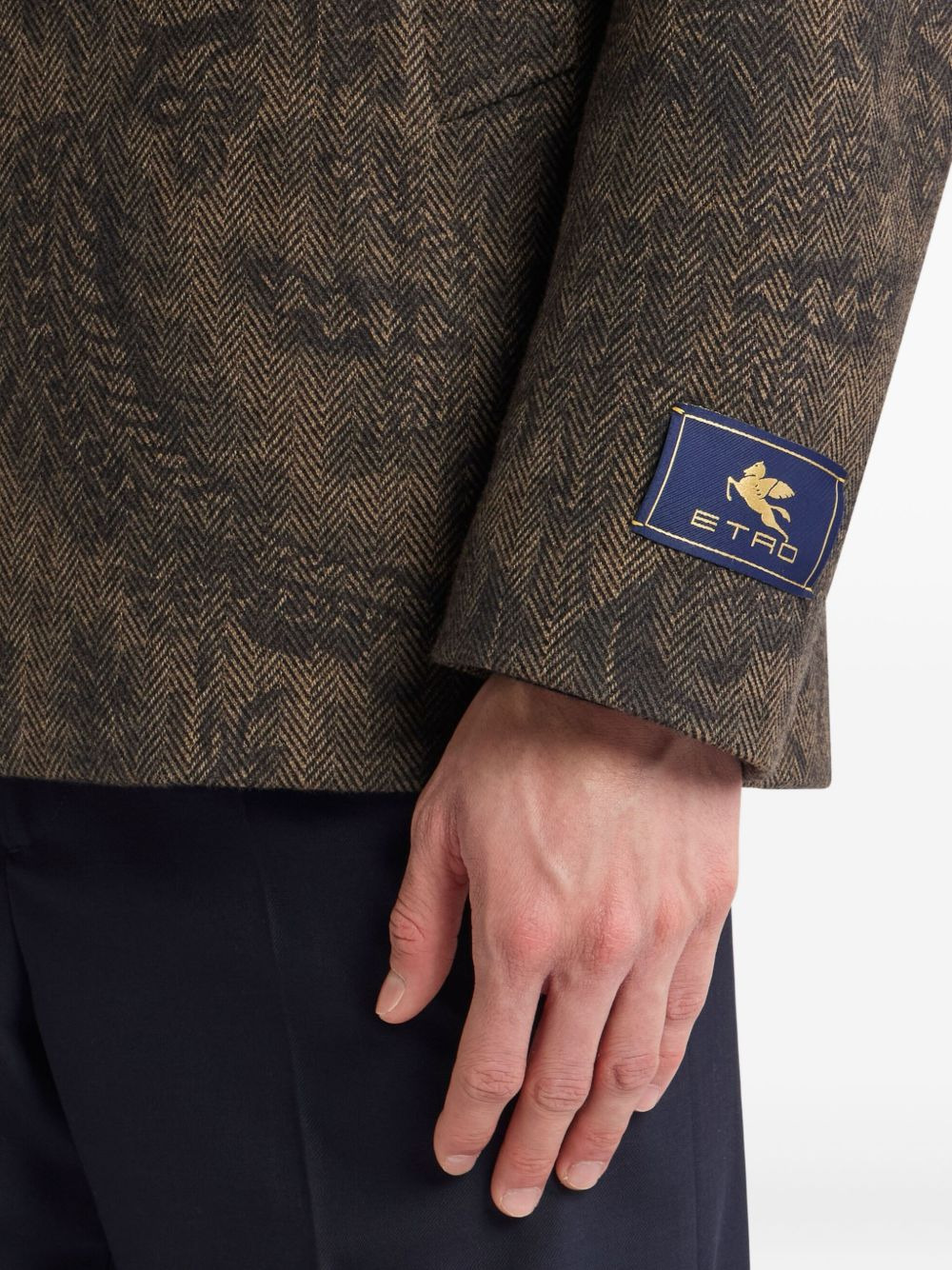 paisley herringbone peacoat - 4