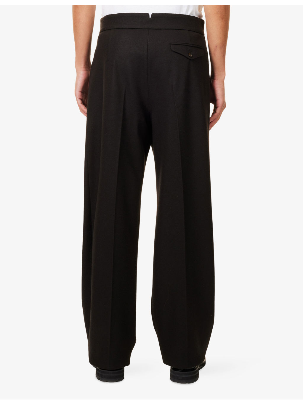 Flat Front Straight-Leg Wool Trousers - 4