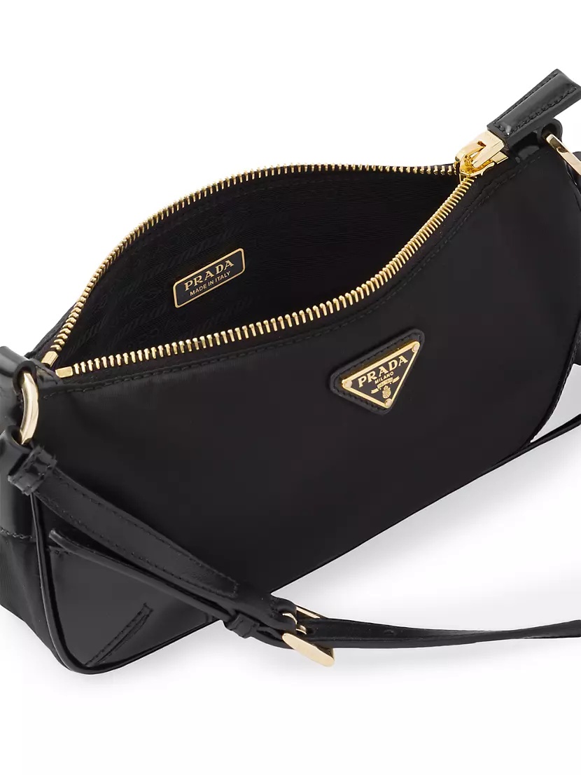 【PRADA】RE-NYLON AND BRUSHED LEATHER SHOULDER BAG PRADA Re-Edition 2002 Re-Nylon and brushed leather shoulder