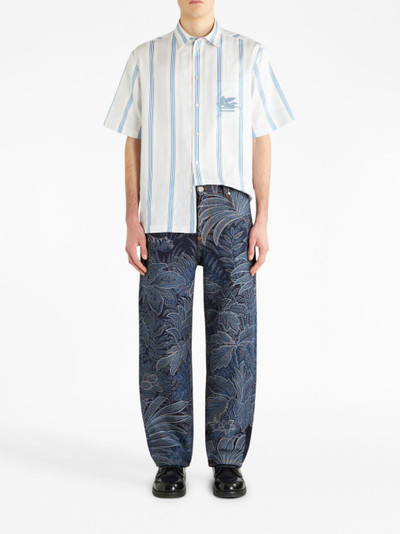 Etro foliage-jacquard straight-leg jeans outlook