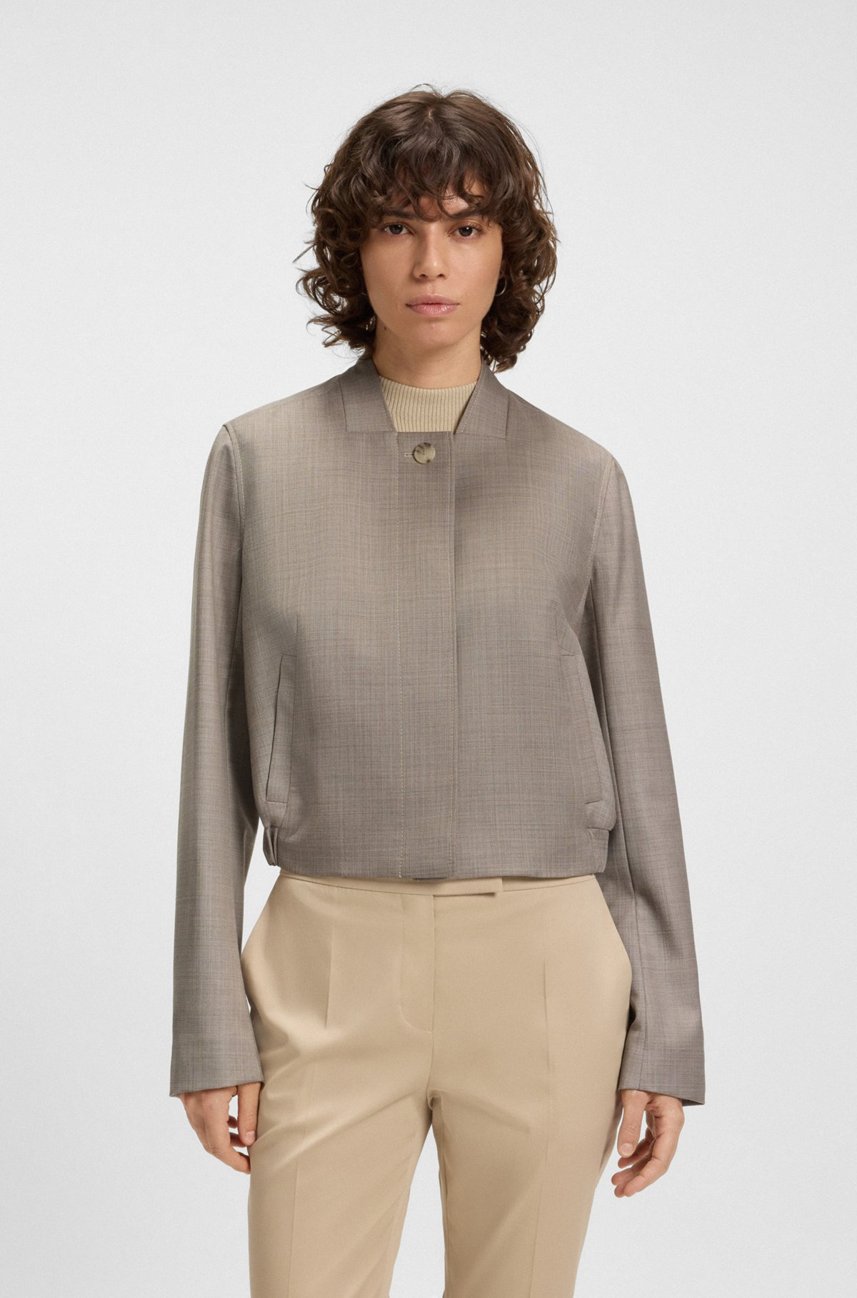 STRETCH-WOOL JACKET WITH SHARKSKIN WEAVE - 2